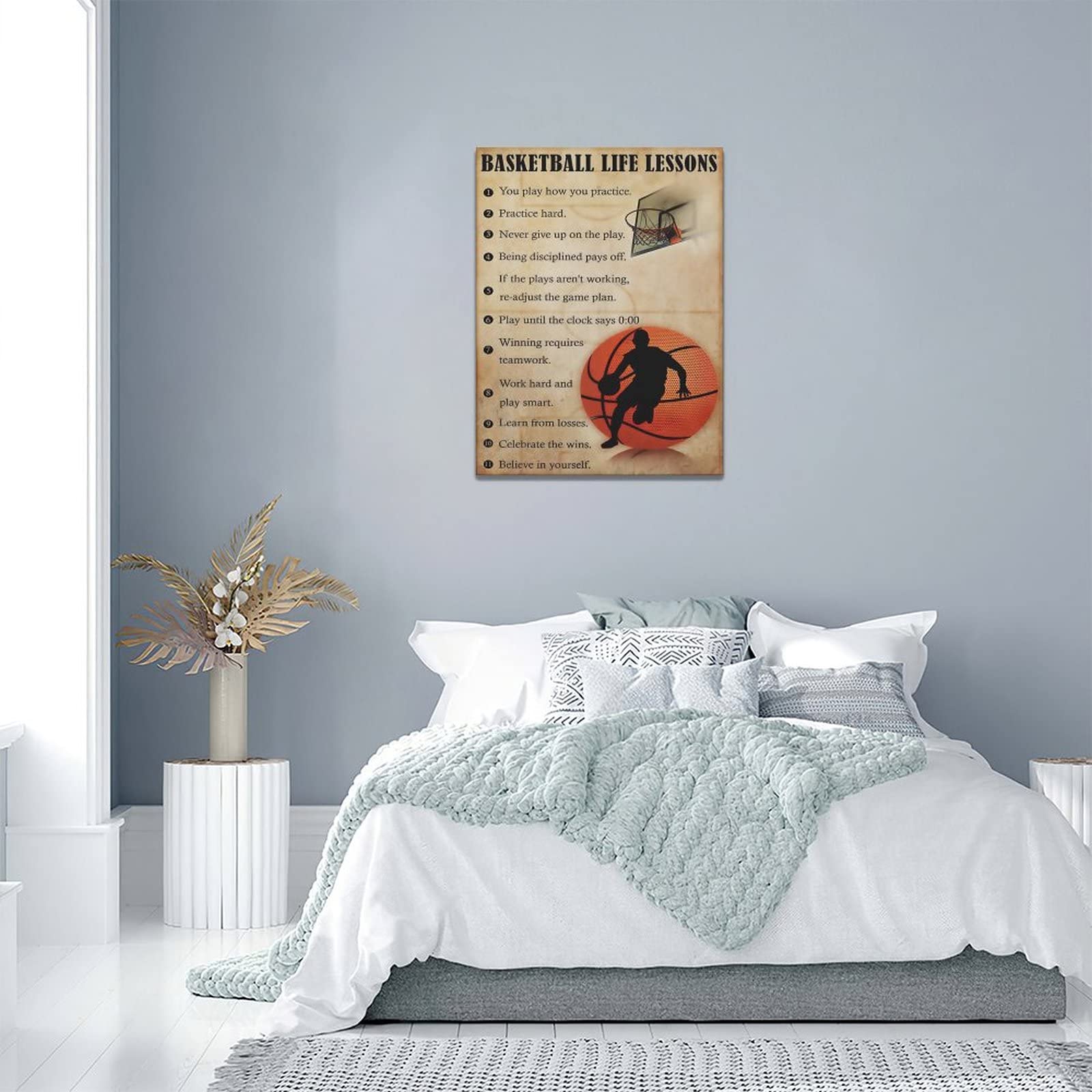 Basketball Wall Art - Motivational Canvas Print 12x16 for Gym & Room Decor