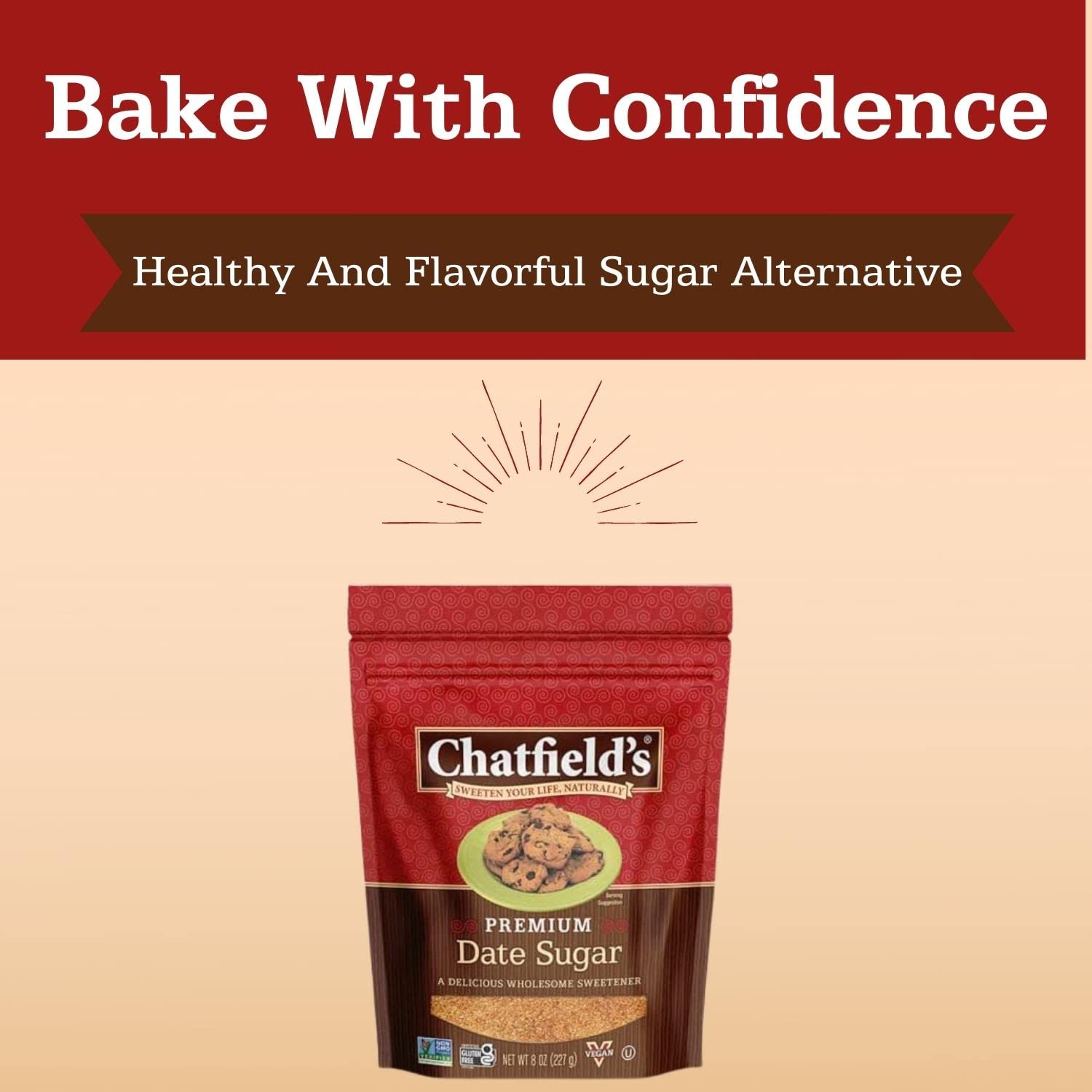 Organic Granulated Date Sugar - Natural Vegan Sweetener, Kosher & Gluten-Free Sugar Substitute (1 Pack) - Perfect for Baking, Coffee & Healthy Desserts