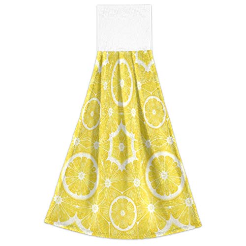 Bright Yellow Lemon Print Kitchen Hanging Towels - 12