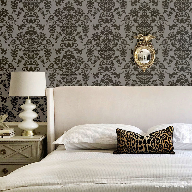 Encantada Damask Stencil - Reusable DIY Wall Stencils for Painting, Home Decor, and Crafts | Perfect for Furniture, Walls, and Fabric Projects
