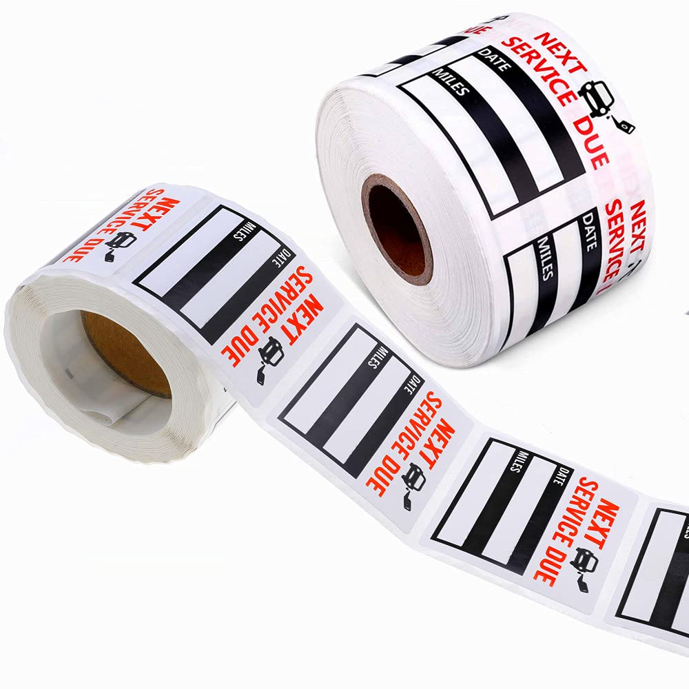 300 Pcs 2x2 Oil Change Reminder Stickers - Peel & Write Vinyl Service Due Stickers for Cars, No Residue Removable Auto Maintenance Stickers (Black) - Perfect for Vehicle Service Tracking & DIY Car Care