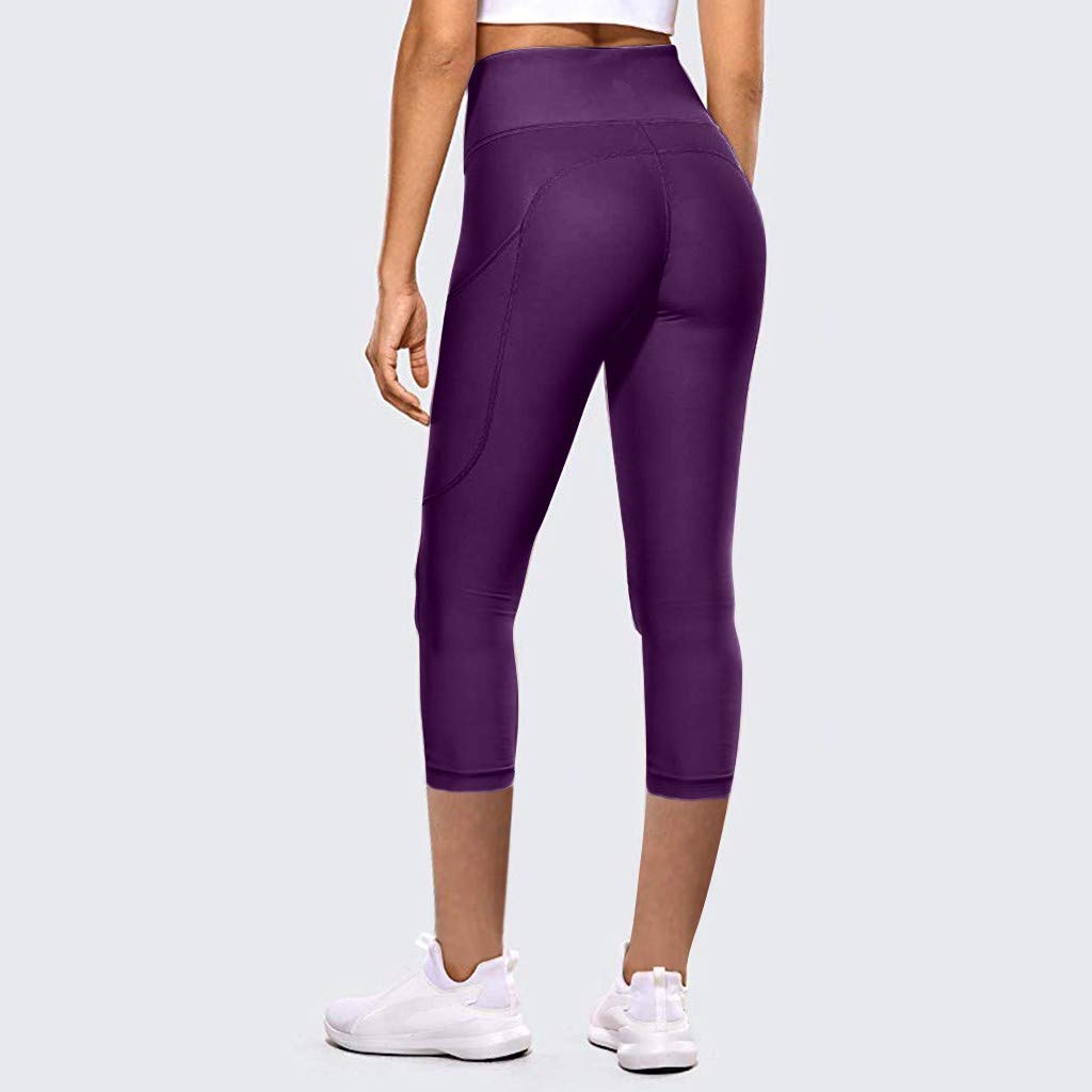 High Waisted Yoga Pants for Women - Stretchy Quick Dry Workout Leggings with Reflective Details - Plus Size Black Yoga Pants for Running, Gym & Lounge Wear