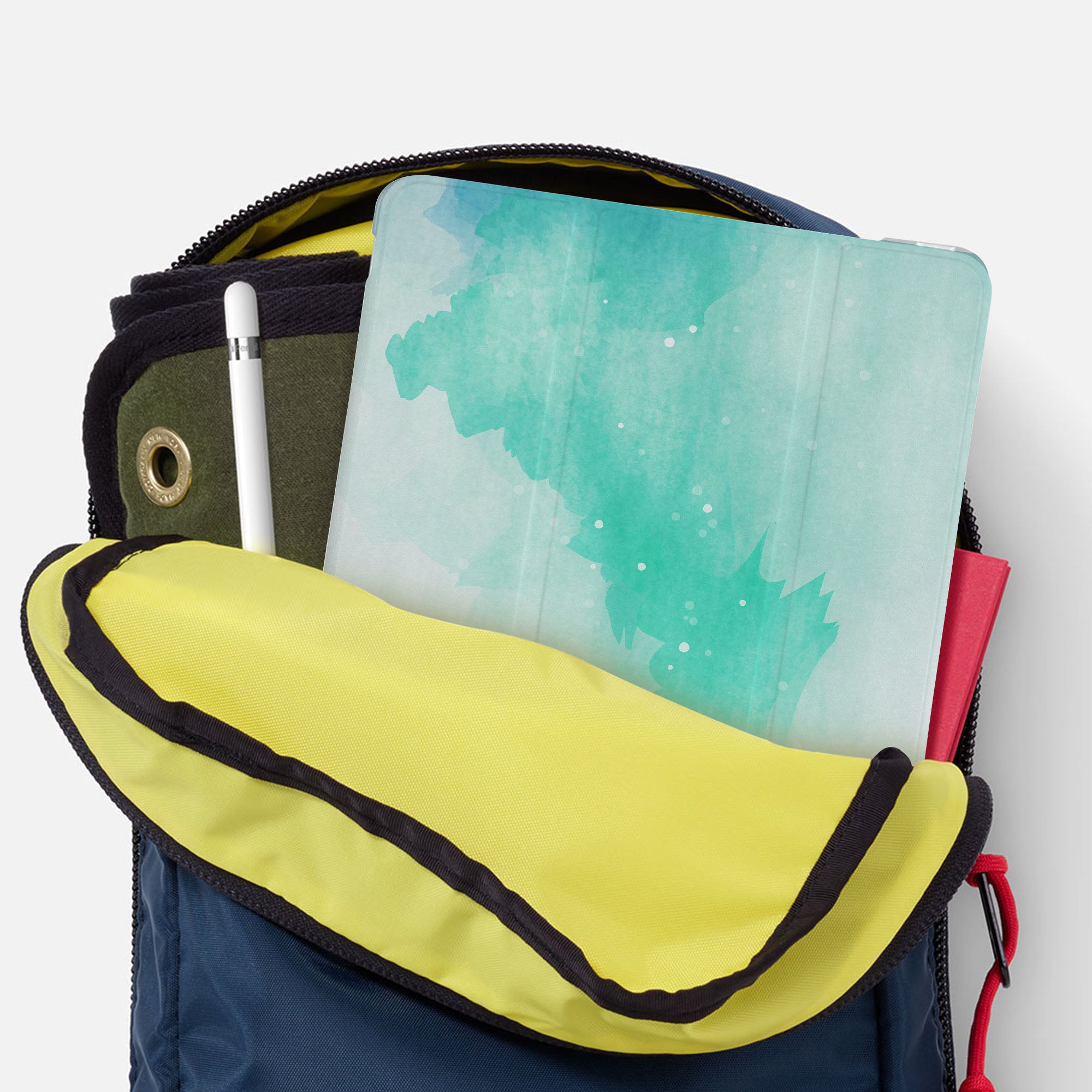 Premium iPad See-Through Case with Abstract Watercolor Splash Design - Slim Protective Cover for iPad Air/Pro, Perfect for Work, School & Travel