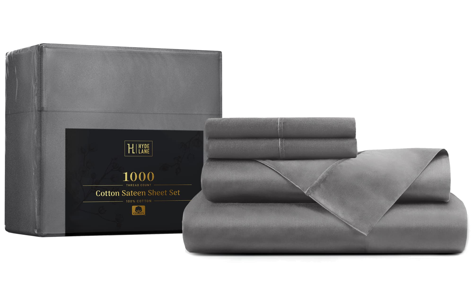 Hyde Lane Luxury King Size Sheets - 1000 Thread Count Heavy Cotton, Soft Thick Sateen Bedding Set - Premium Egyptian Quality - Perfect for Master Bedroom, Guest Room & Hotel Use