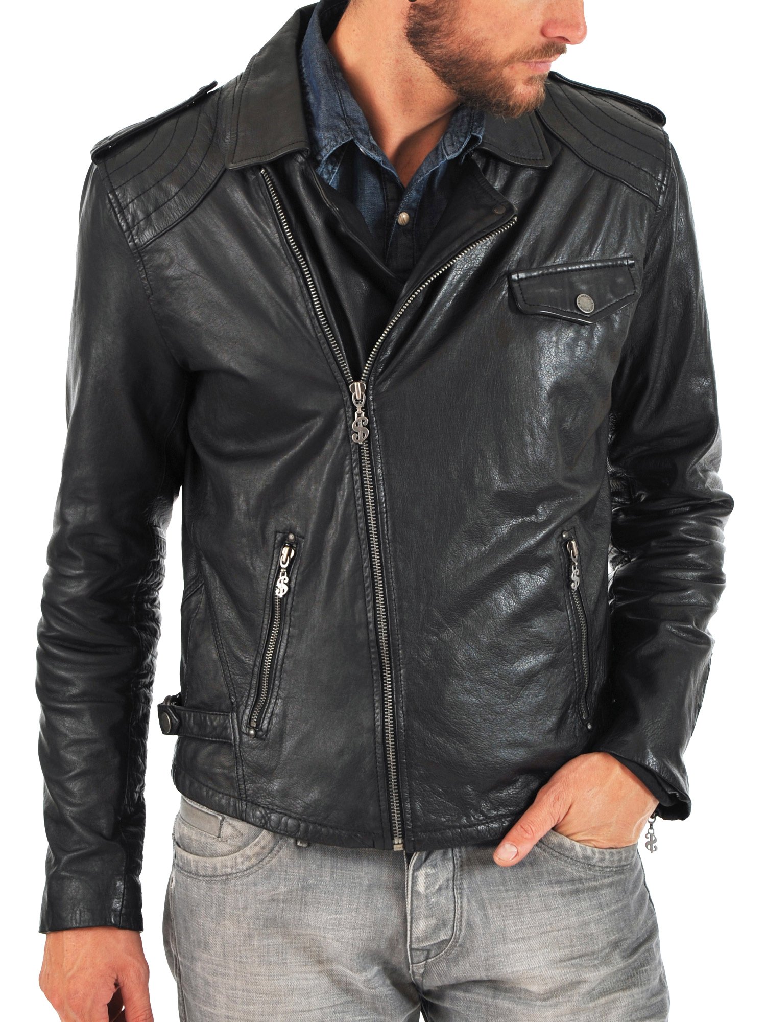 Men's Genuine Cow Leather Jacket - Slim Fit Motorcycle Biker Jacket XC116 - Perfect for Riding, Casual Wear & Outdoor Adventures