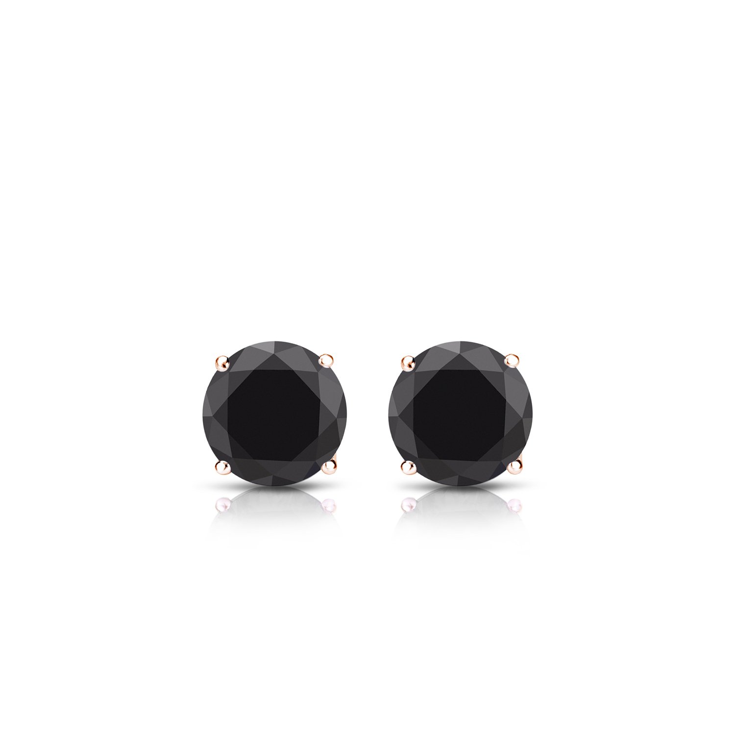 14K Gold Round Black Diamond Stud Earrings - 4-Prong Basket Setting (1/2 to 4 Carat) Push Back Earrings for Women - Perfect for Weddings, Parties & Everyday Elegance