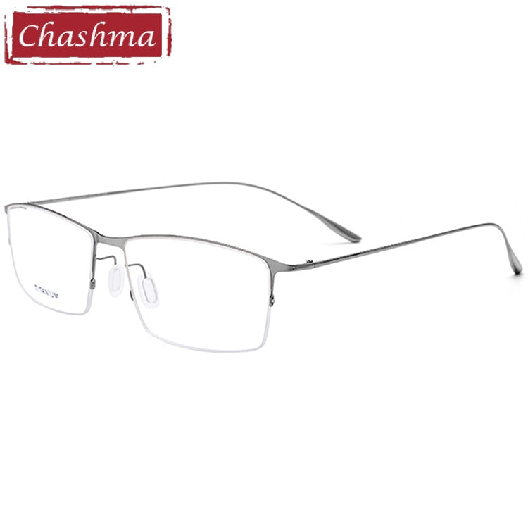 Men's Titanium Semi-Rimless Square Eyeglasses Frame 2611 - Lightweight Durable for Work, Reading & Fashion