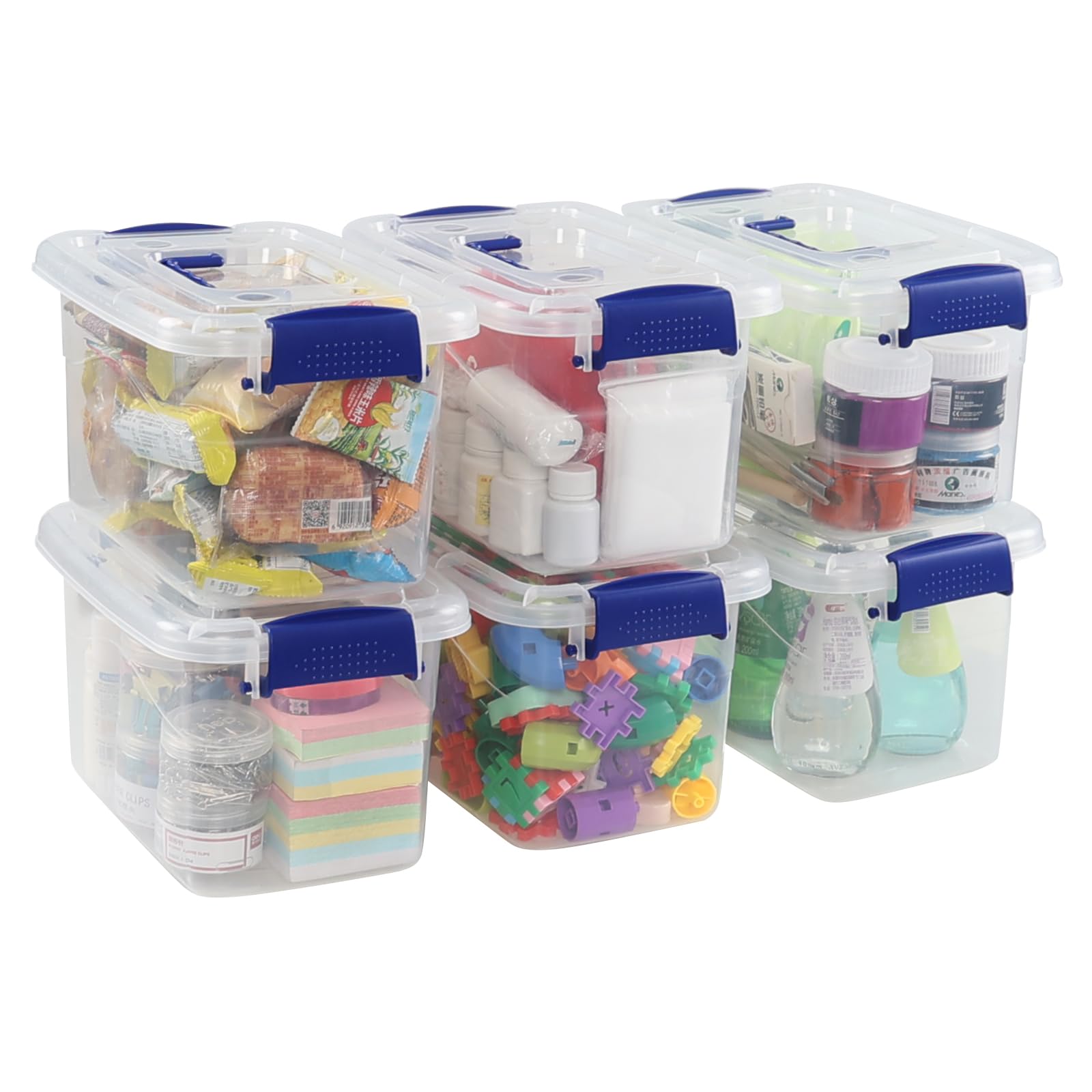 Wekioger 6-Pack 5-Quart Clear Plastic Storage Bins with Latching Lids - Stackable Organizer for Pantry, Closet, Office & Kids' Toys