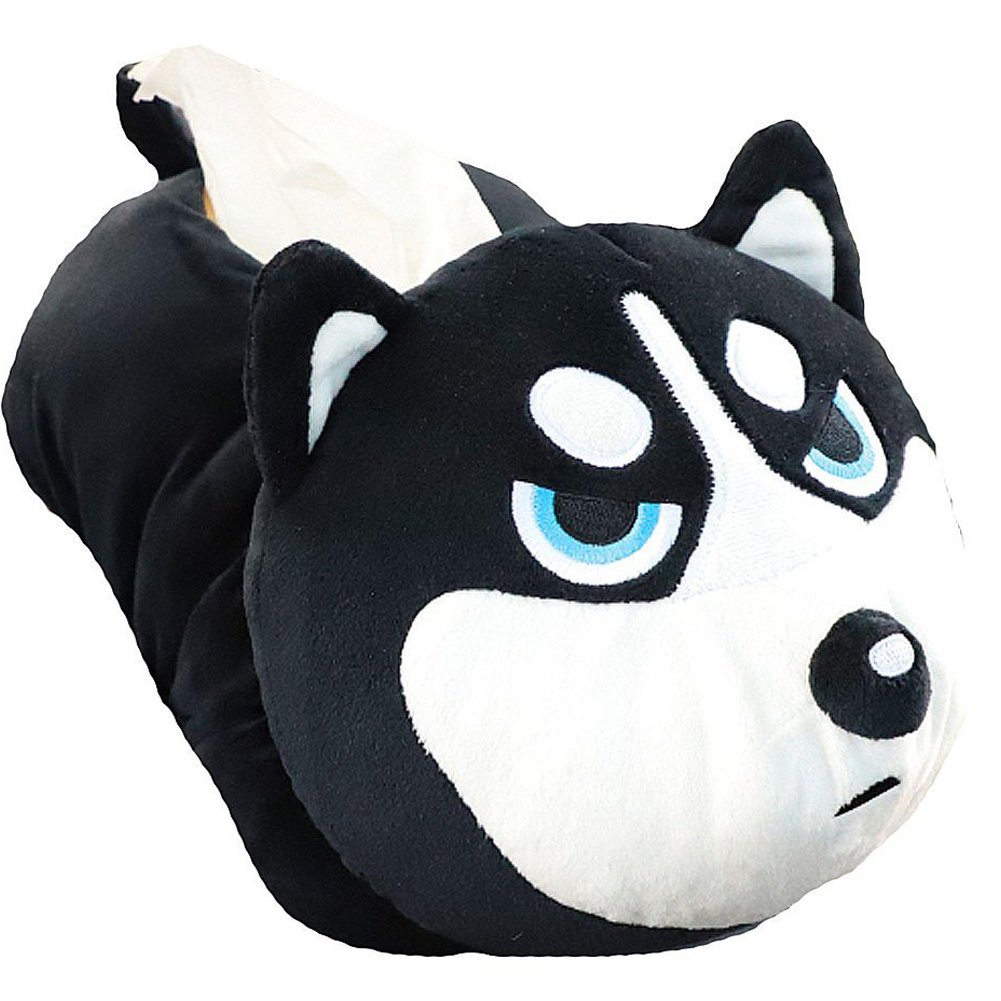 Whyme Cartoon Husky Tissue Box Cover - Soft Plush Car & Home Decor with Armrest Paper Holder - Cute Bathroom & Office Accessories for Daily Use & Gifts