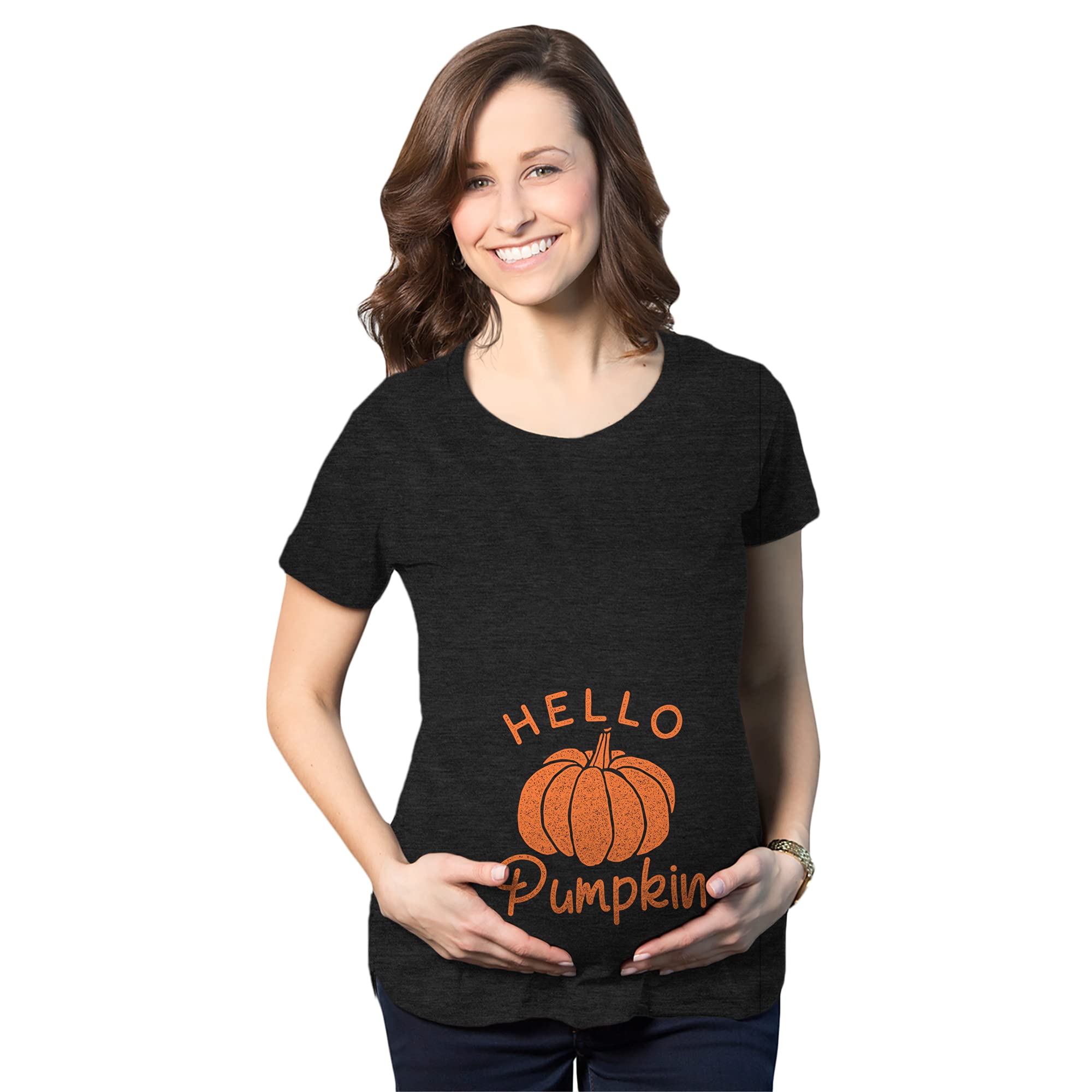 Funny Pregnancy Halloween T-Shirt - Hello Pumpkin Maternity Graphic Tee for Fall & Autumn | Cute Maternity Outfit for Halloween Parties & Seasonal Photos