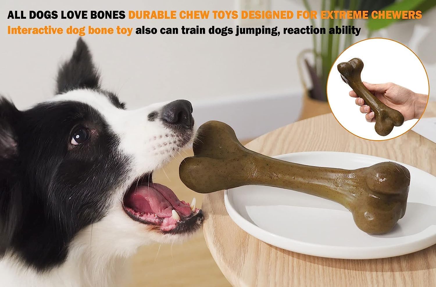 Indestructible Tough Dog Toys for Aggressive Chewers - Durable Nylon Dog Bones & Puppy Teething Toys for Medium/Large Breeds - Beef Flavor Interactive Chew Toys - Perfect for Playtime, Training & Anxiety Relief - Best Gift for Dogs