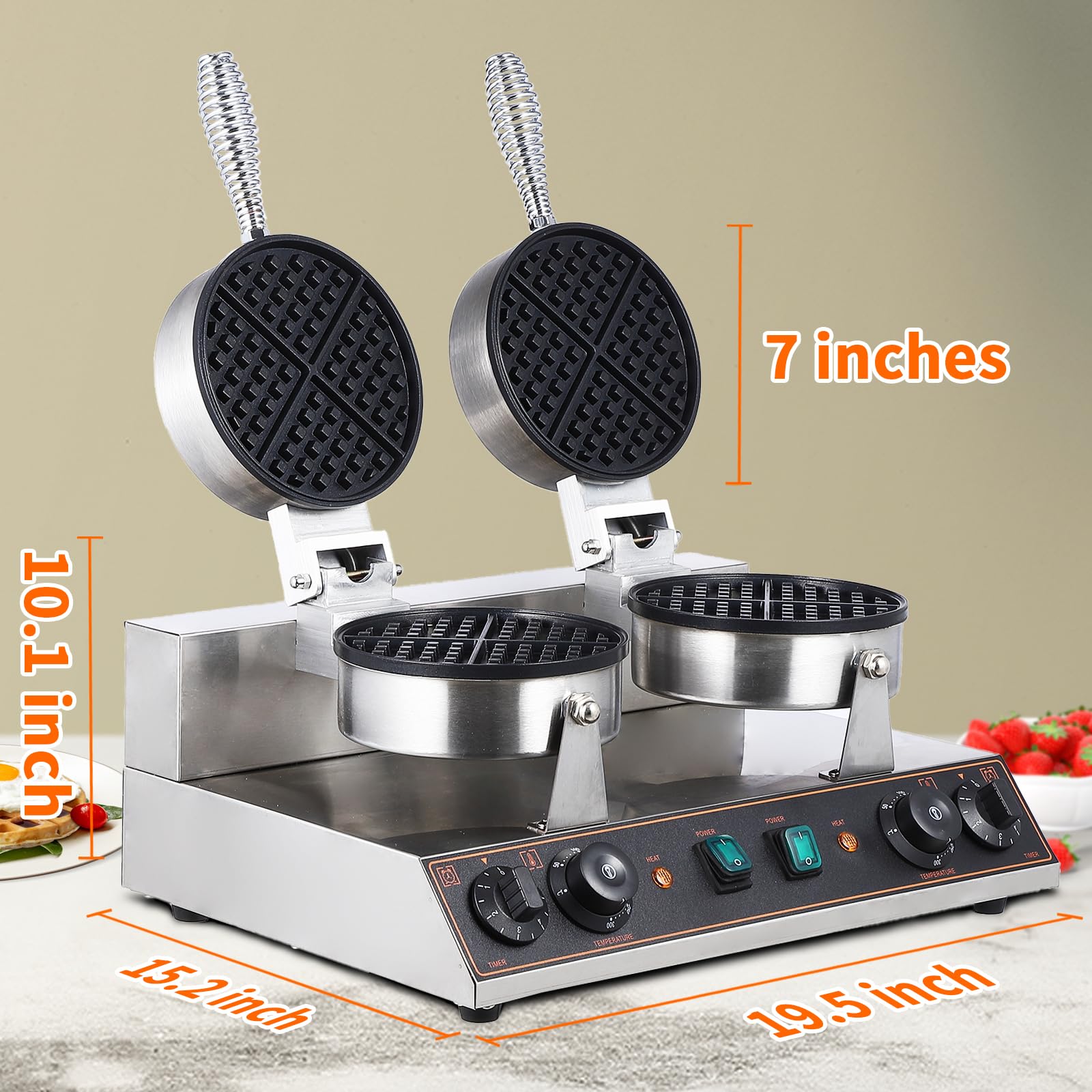 Commercial Electric Waffle Cone Maker - Heavy Duty Non-Stick Waffle Cone Machine with Fast Heating for Ice Cream Shops, Bakeries & Dessert Businesses