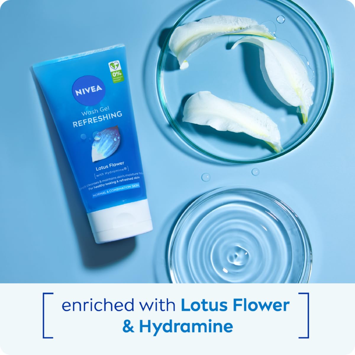 NIVEA Refreshing Face Wash Gel with Lotus Flower & Hydramine (150ml) - Deep Cleansing, Impurity Removal & Hydrating Skincare - Pack of 6 - Perfect for Daily Cleansing, Travel & Gym Essentials