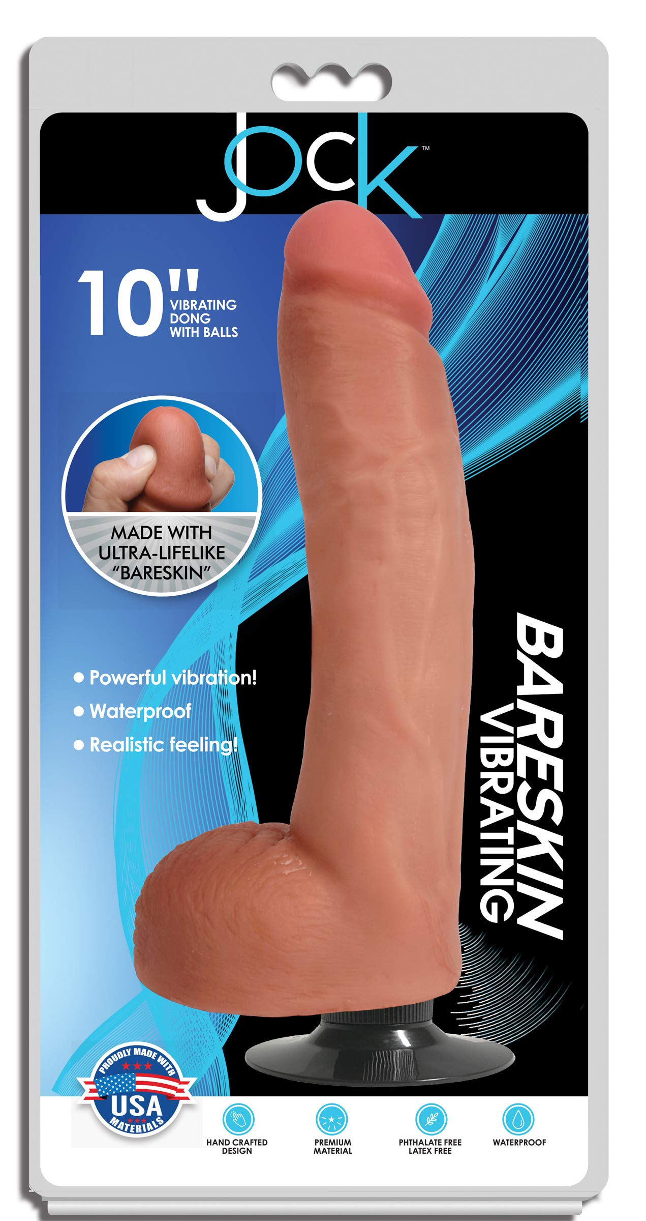 10 Inch Jock Light Bareskin Vibrating Dildo with Realistic Balls - Powerful Adult Toy for Solo Play & Couples Intimacy