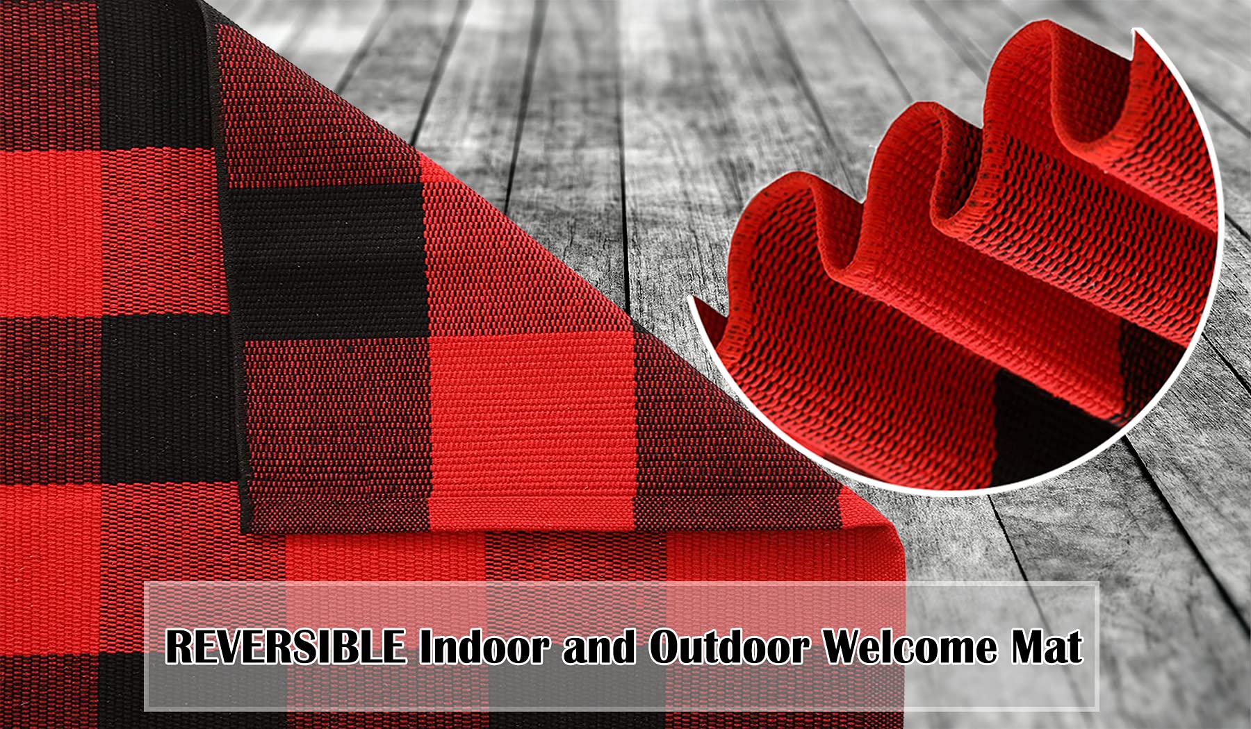 Buffalo Plaid Rug - Red and Black Checkered Farmhouse Rug 23.6