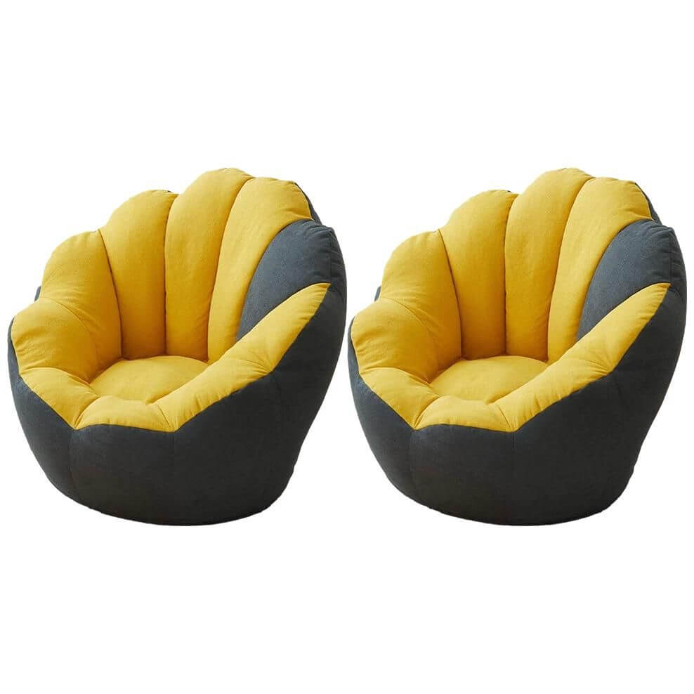Minimalist Solid Lemon Yellow Cotton Blend Papasan Chair with Removable Slipcover & Sewn Pillow - Cozy Accent Chair for Living Room, Bedroom, or Reading Nook - Perfect for Relaxation and Home Decor