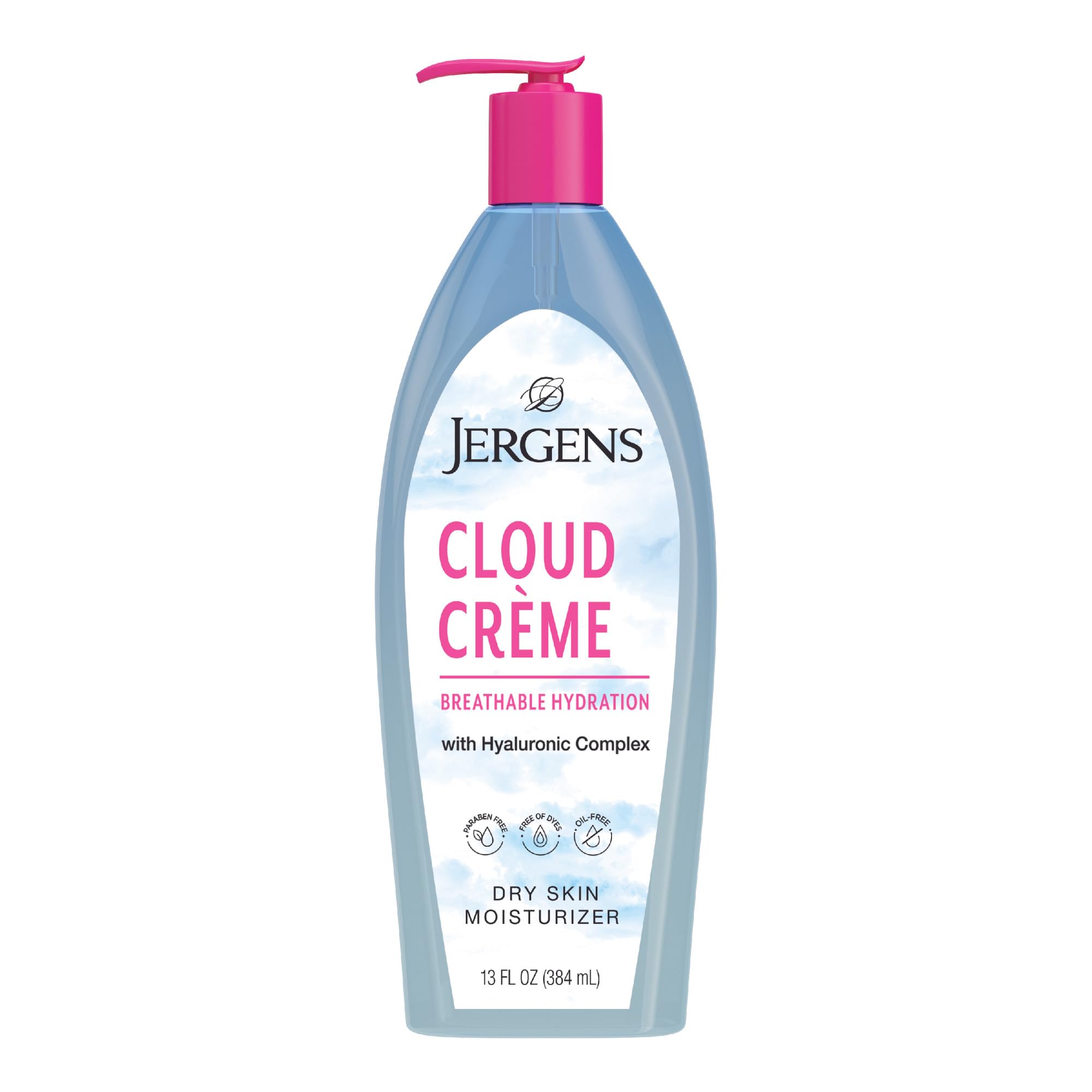 Jergens Cloud Creme Breathable Body Lotion - Fast Absorbing Hyaluronic Acid Moisturizer for Dry Skin | Paraben-Free, Non-Greasy Formula | 13 oz Hydrating Body Cream for Daily Use | Perfect for Post-Shower & Nighttime Skincare Routine