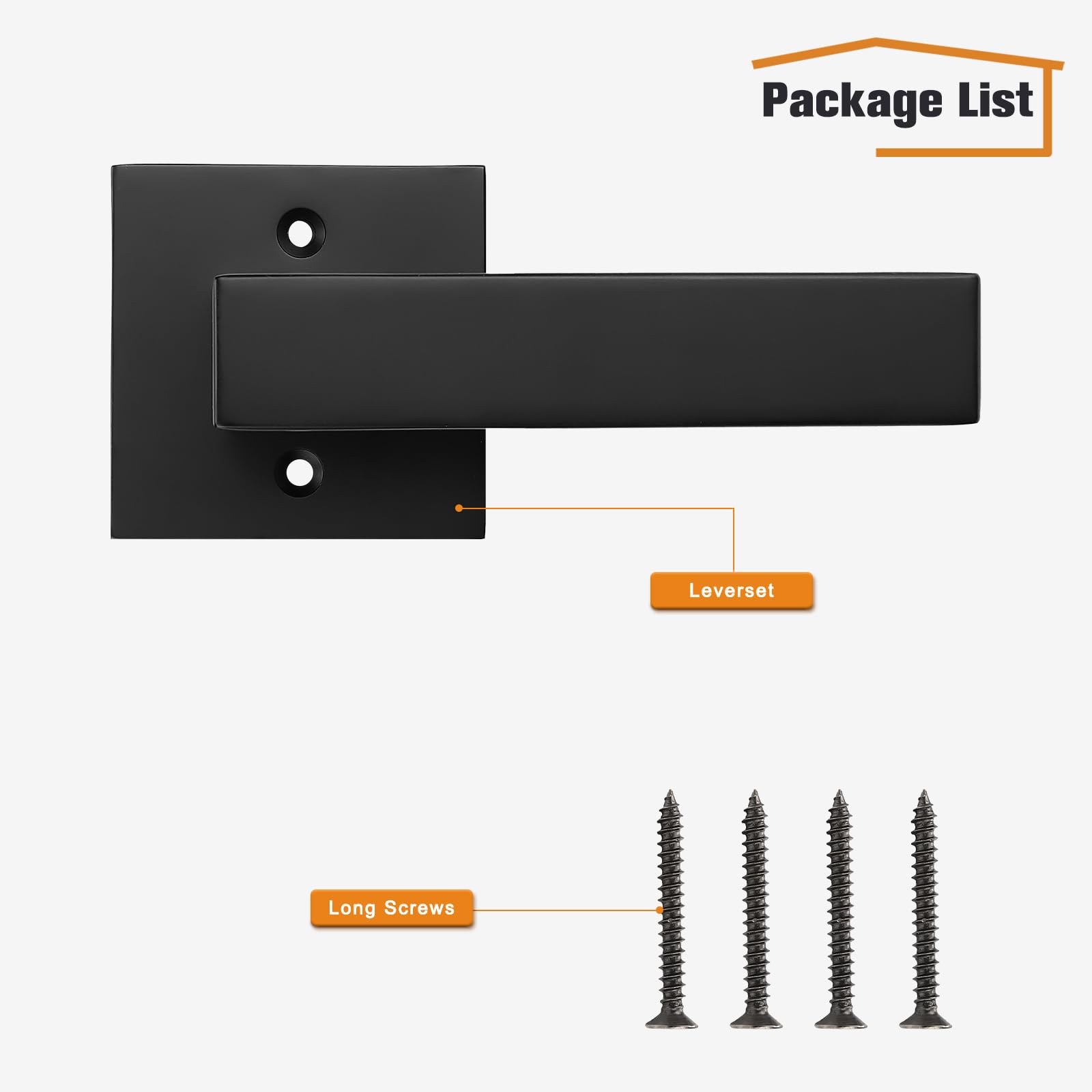 Probrico Matte Black Square French Door Handles - Heavy Duty Non-Turning Stainless Steel Dummy Levers (4 Pack) - Perfect for Closet, Balcony, Pantry & Interior Doors - Exposed Screw Design for Easy Installation