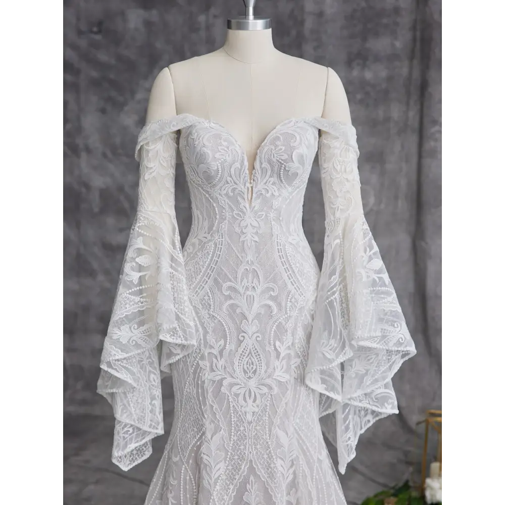 Bronson Bell Sleeves Wedding Dress by Sottero and Midgley | Elegant Lace Bridal Gown for Church Ceremony & Romantic Photoshoot
