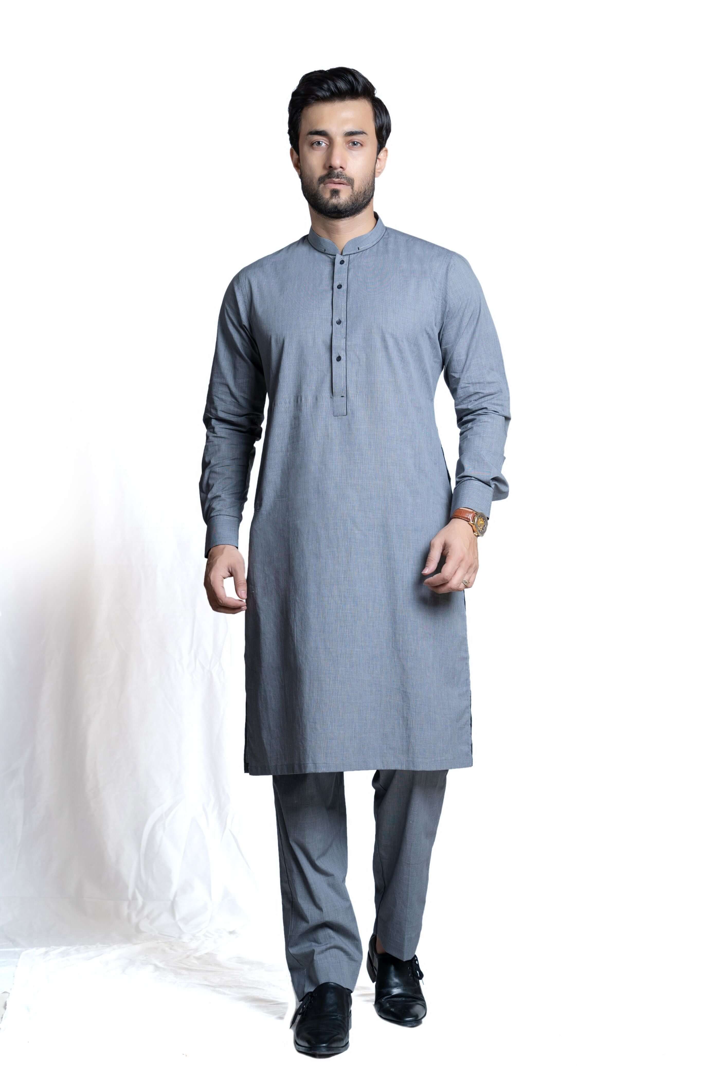 Men's Army DX Ash Grey Kurta Pants - Traditional Indian Cotton Outfit for Casual Wear & Festive Occasions