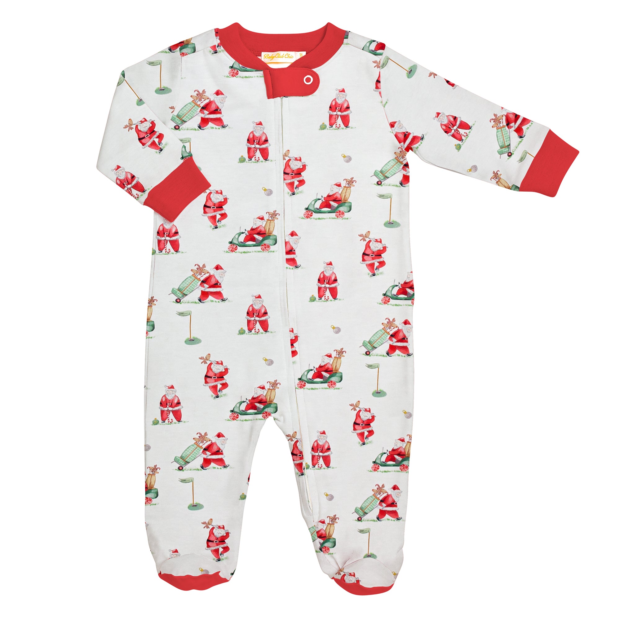 Santa's Golf Printed Footie Pajamas for Babies & Toddlers - Soft & Cozy Christmas Sleepwear for Holiday Photos & Festive Family Gatherings