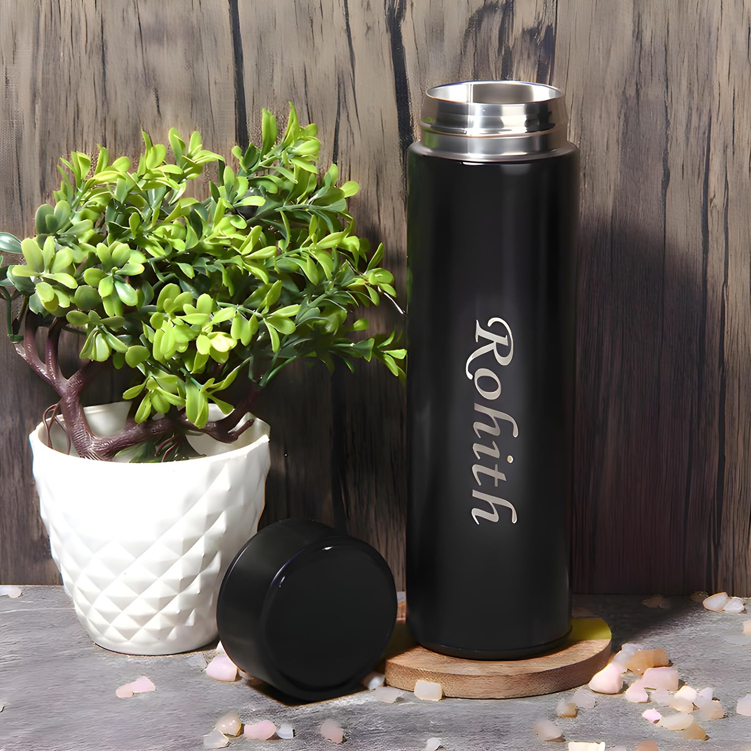 Custom Personalized Stainless Steel Water Bottle 500ml - Insulated, Engraved Name Gift for Boyfriend, Girlfriend, Employees - Black - Perfect for Workouts, Office, Travel & Outdoor Activities