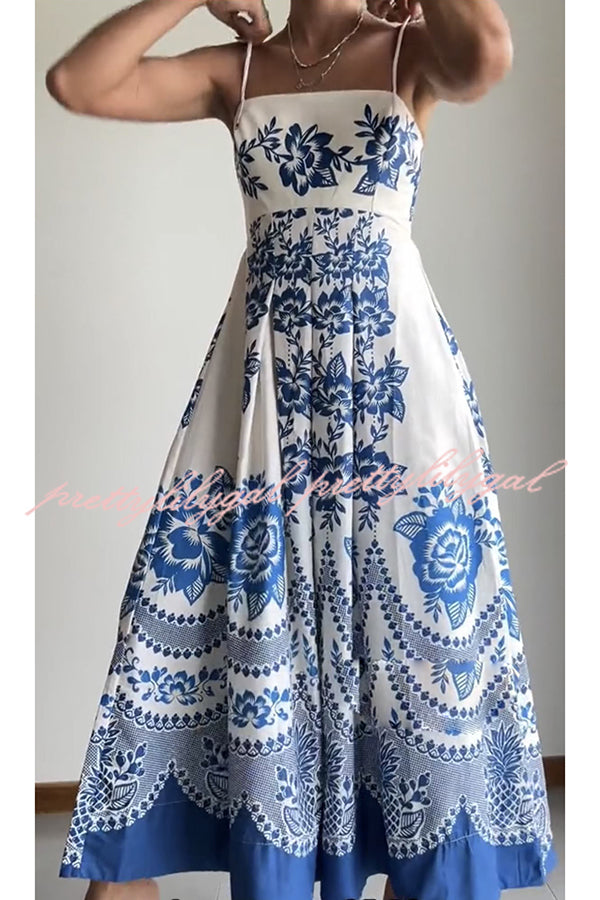 Floral Print Smocked Back Loose Midi Dress - Boho Chic Vacation Wear for Beach Getaways & Summer Outings