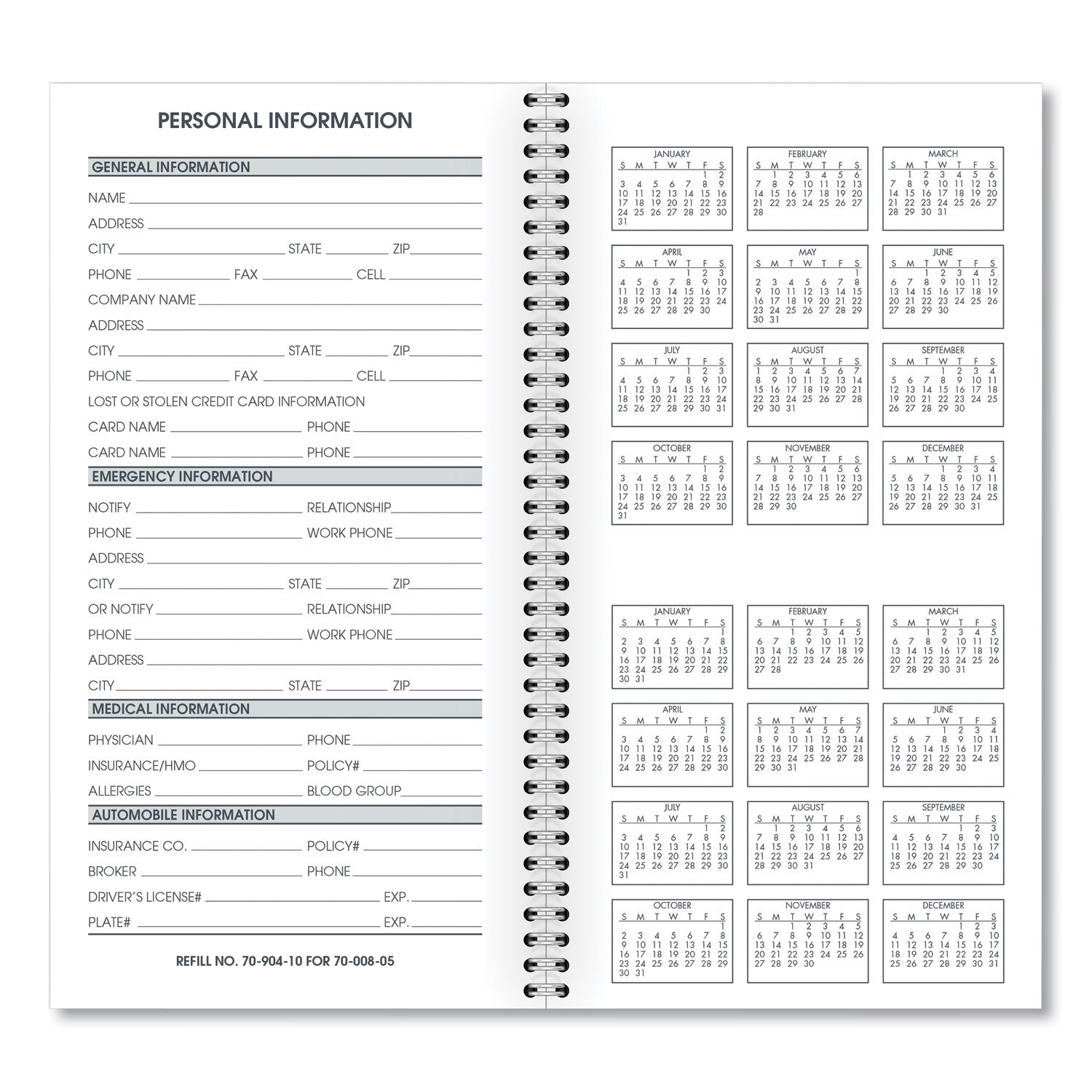 AT A GLANCE® 2025 Weekly Appointment Book Refill - Hourly Ruled Pages, 6.25