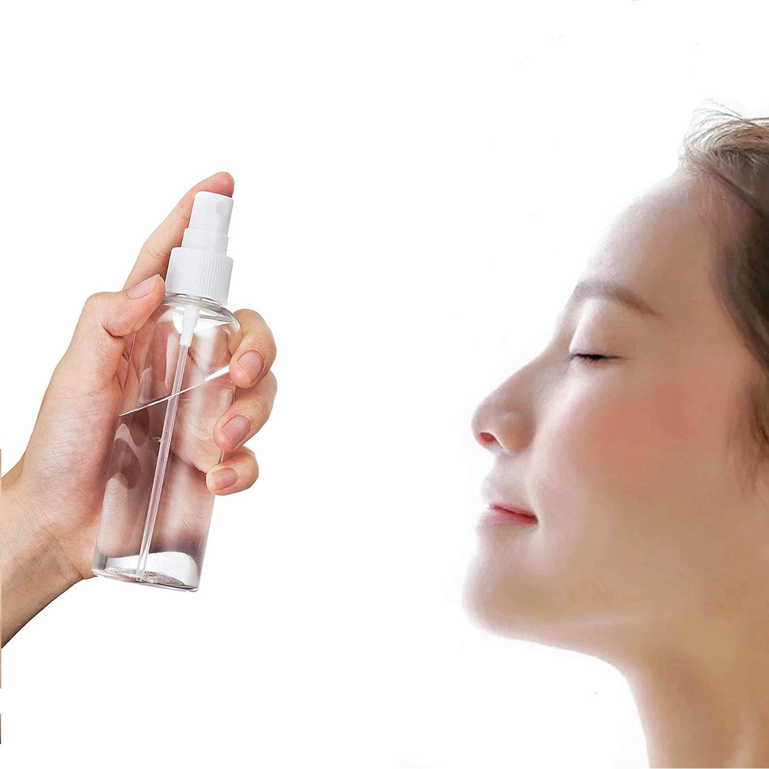 JamHooDirect 6-Pack 50ml Empty Plastic Spray Bottles - Fine Mist Travel Atomizer Set with 2 Funnels, Clear Refillable & Reusable Toiletry Containers for Cosmetics, Makeup, Skincare, Haircare & Essential Oils - Perfect for Travel, Gym, Home & Salon Use
