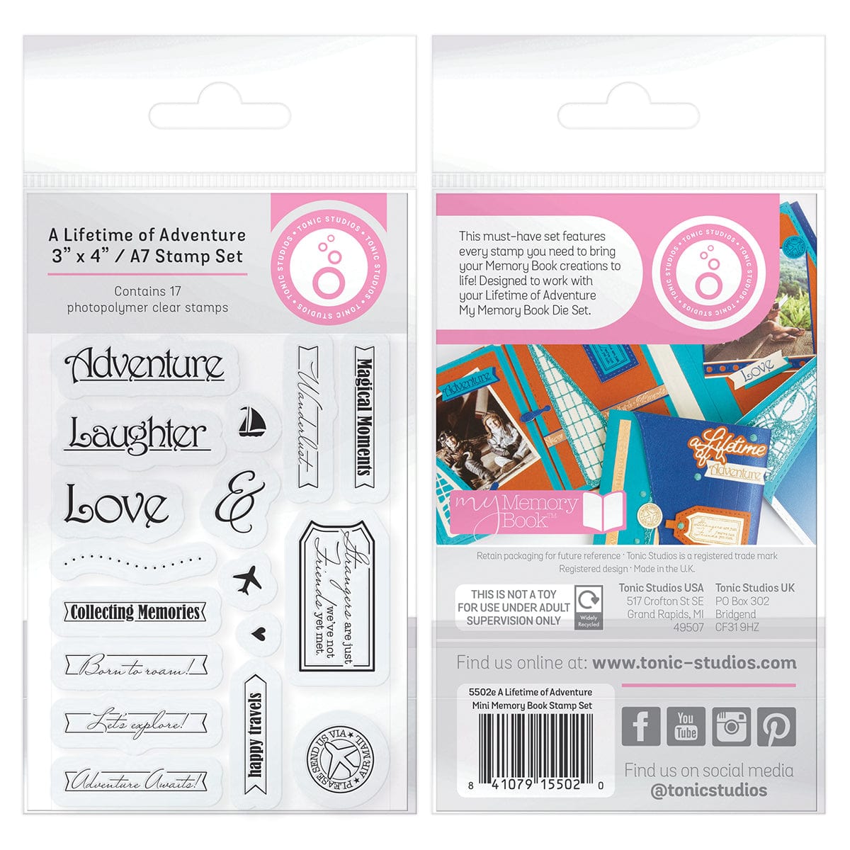 Mini Memory Book Creator Stamp Set for Scrapbooking & DIY Crafts - Perfect for Travel Journals, Baby Books, and Photo Albums | A Lifetime of Adventure