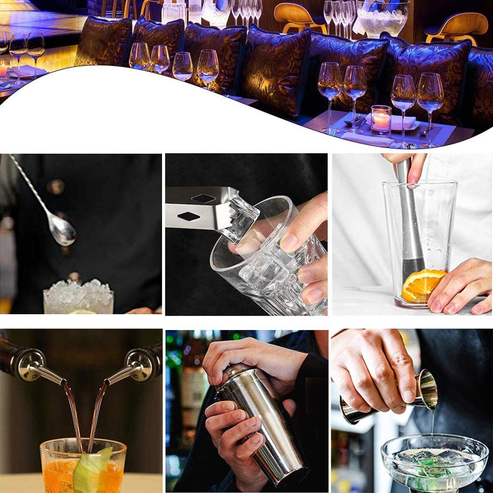 22-Piece Professional Bartender Kit with Stand - Stainless Steel Cocktail Shaker Set for Home Bars, Parties & Mixed Drinks | Durable Bar Accessories for Margaritas, Mojitos & Cocktail Making