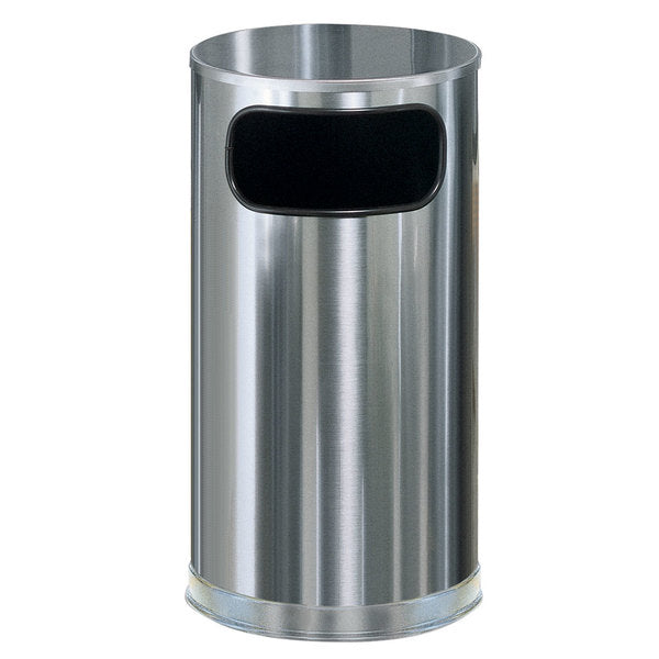 Rubbermaid 12 Gallon Round Trash Can with Lid - Stainless Steel Waste Bin for Kitchen, Office, or Bathroom - Durable & Stylish Garbage Receptacle with Liner Ring