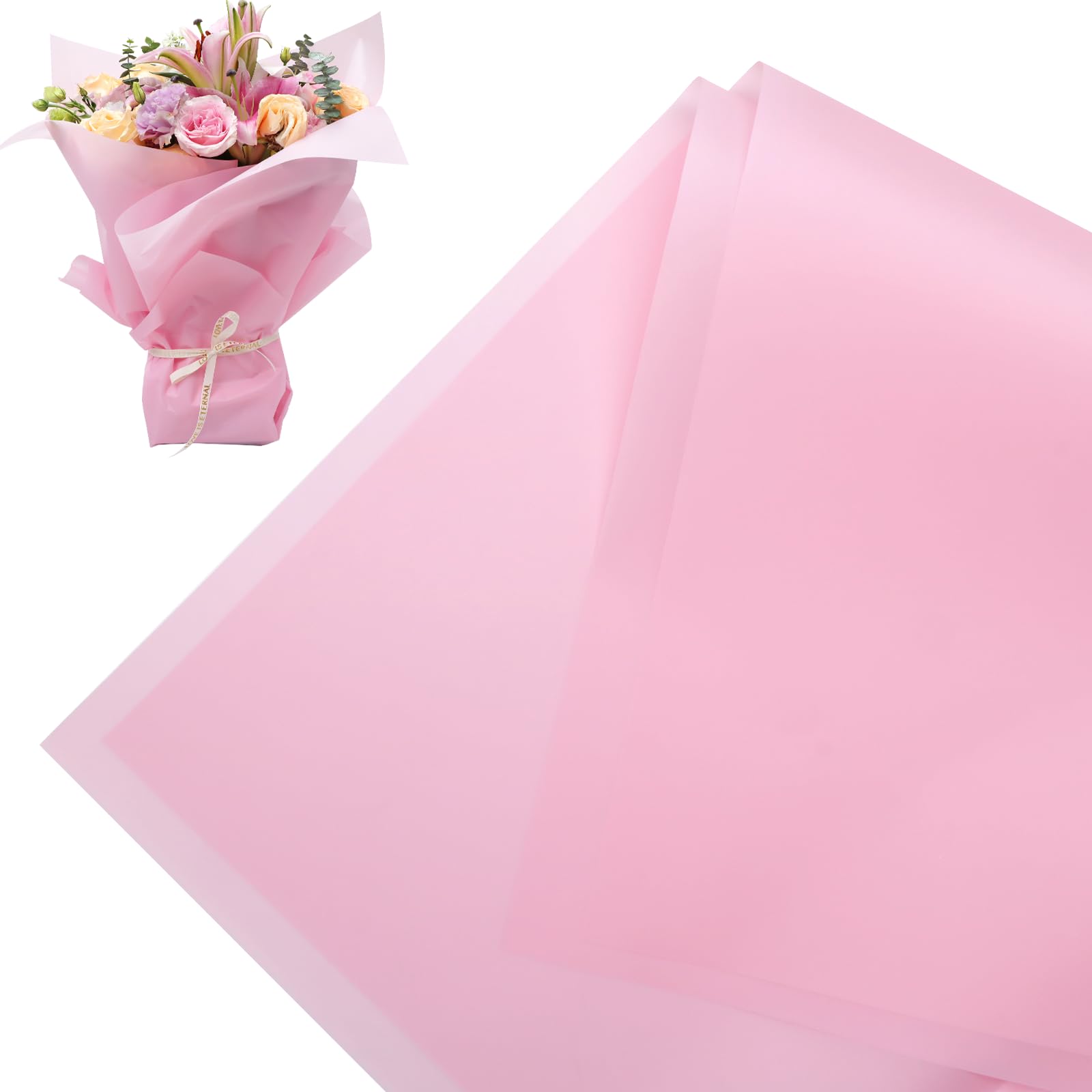 24 Sheets Floral Wrapping Paper - Premium Bouquet Gift Wrap for Birthdays, Graduations, Weddings & Valentine's Day | Elegant Misty Pink Design | Perfect for DIY Flower Arrangements & Thoughtful Gift Presentation