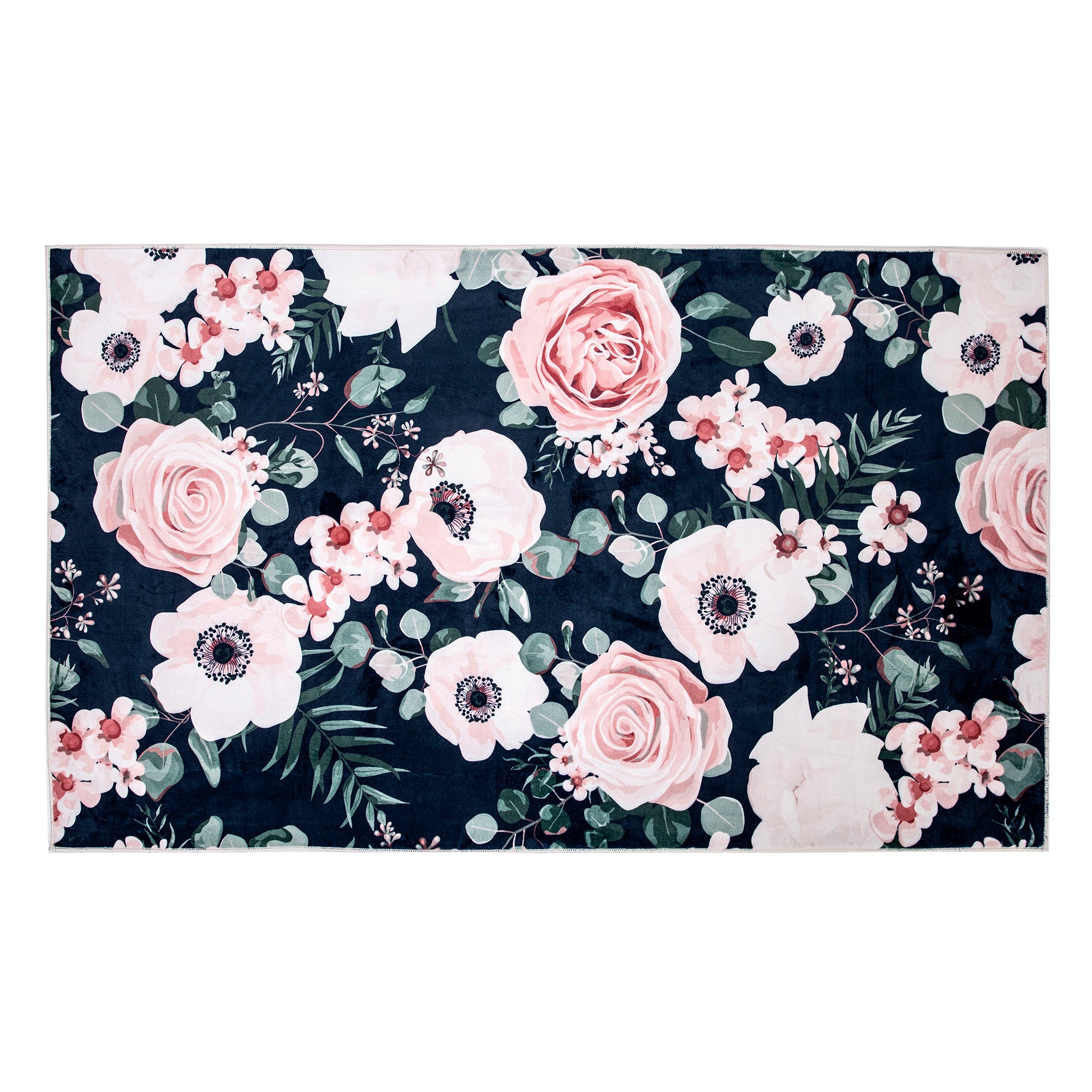 Fiori Floral Area Rug - Soft Non-Slip Boho Chic Floor Mat for Living Room, Bedroom & Nursery | Home Decor & Bohemian Style Accent