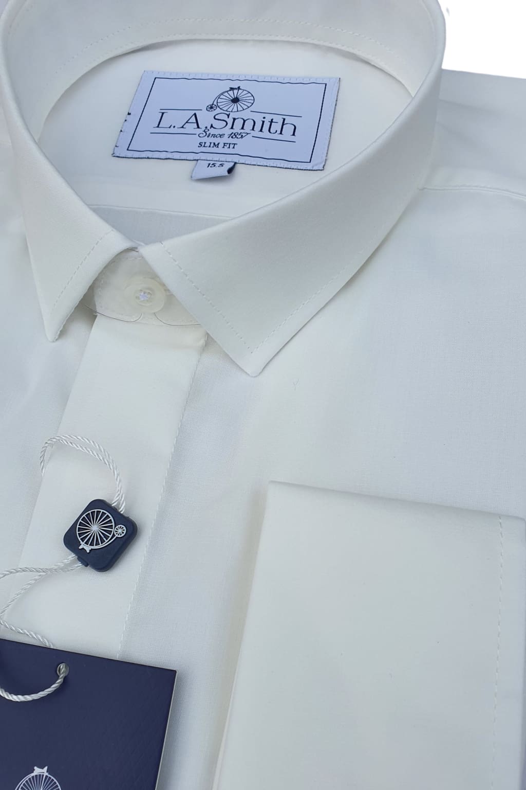 LA Smith Men's Ivory Slim Fit Dress Shirt - Formal Office Wear & Business Casual Attire for Professional Men