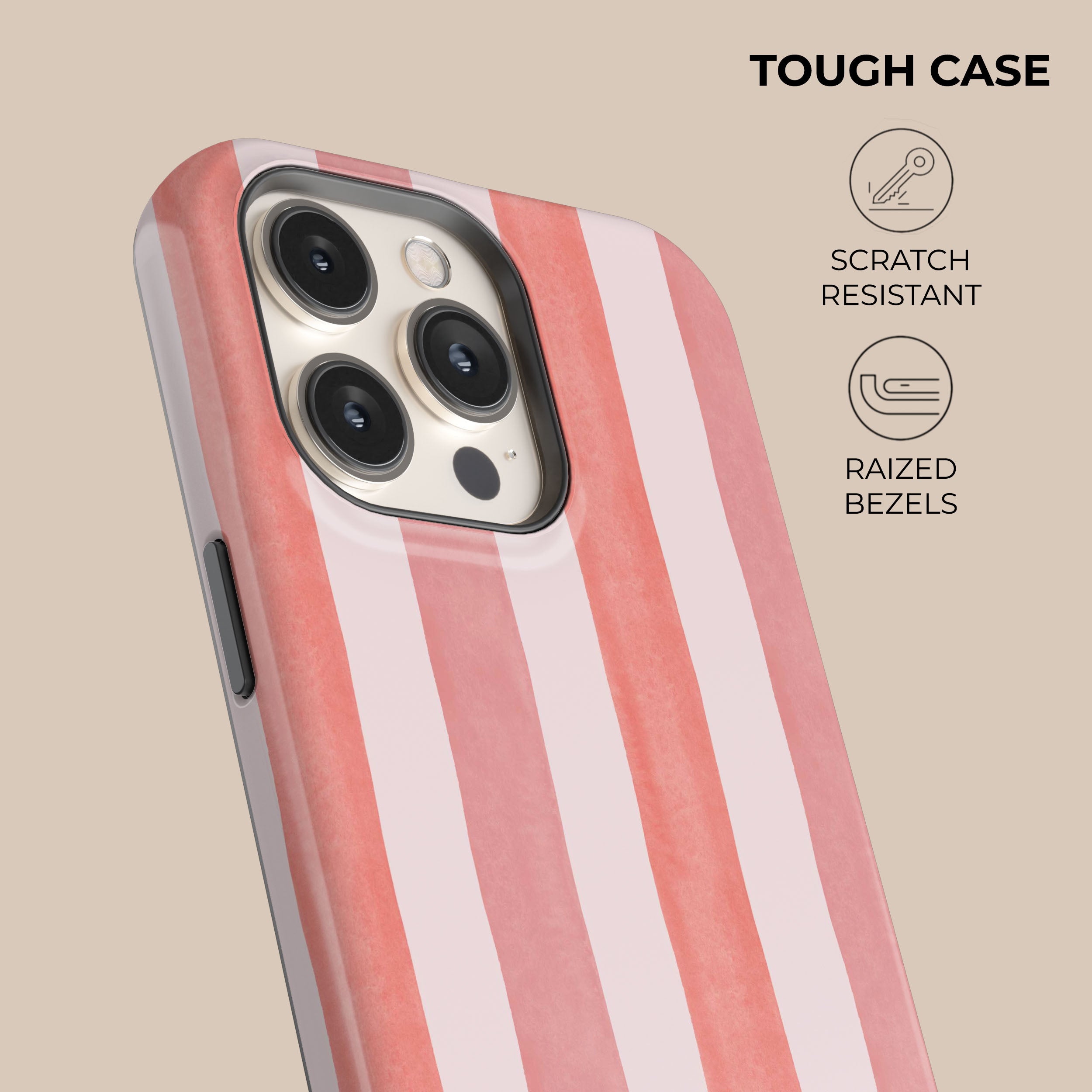 Stylish Coral Stripe Phone Case - Trendy Protective Cover for iPhone & Samsung | Perfect for Everyday Use, Travel & Fashion Accessories