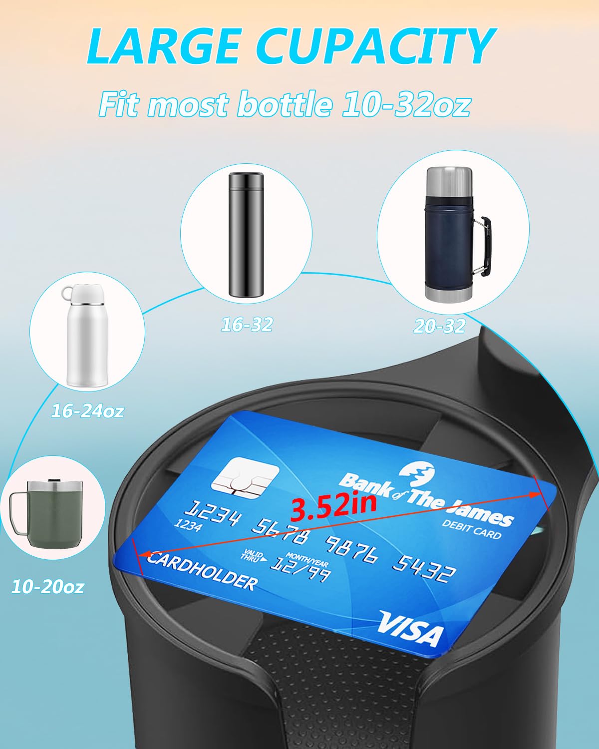 360° Adjustable Car Cup Holder Phone Mount - Compatible with iPhone 15/14 Pro, Most 2.5-4