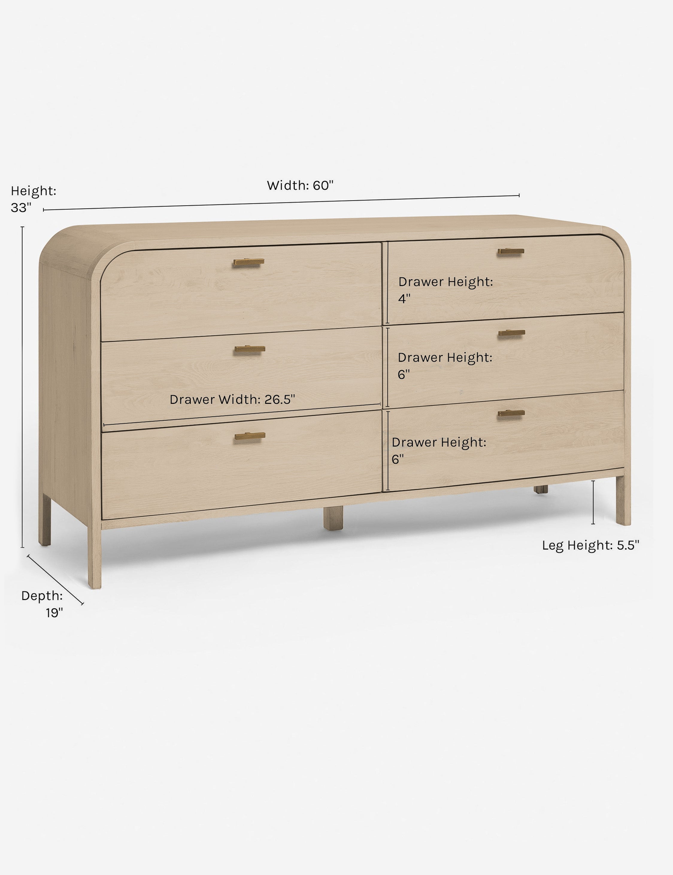 Brooke 6 Drawer Dresser - Modern Wooden Chest of Drawers for Bedroom Storage | Perfect for Organizing Clothes, Bedding & Accessories in Home, Dorm or Apartment