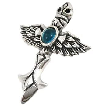 Blue Topaz Cross Gothic Wings Sterling Silver Pendant Necklace for Women - Elegant Gothic Jewelry Gift for Christmas, Birthday & Special Occasions | Perfect for Layering & Everyday Wear
