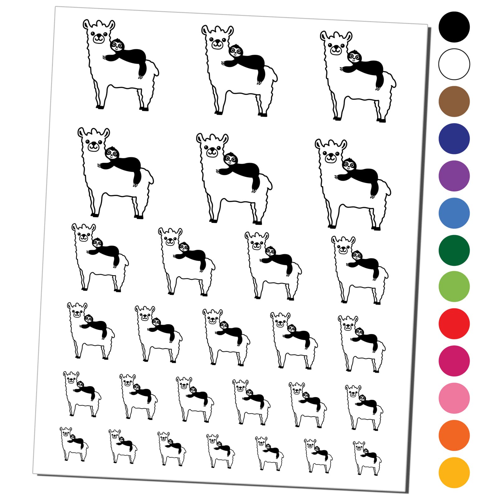 Llama and Sloth Best Friends Alpaca Temporary Tattoo Set - Waterproof Fake Body Art Collection (Black, 1 Sheet) - Perfect for Parties, Festivals, and Costume Events