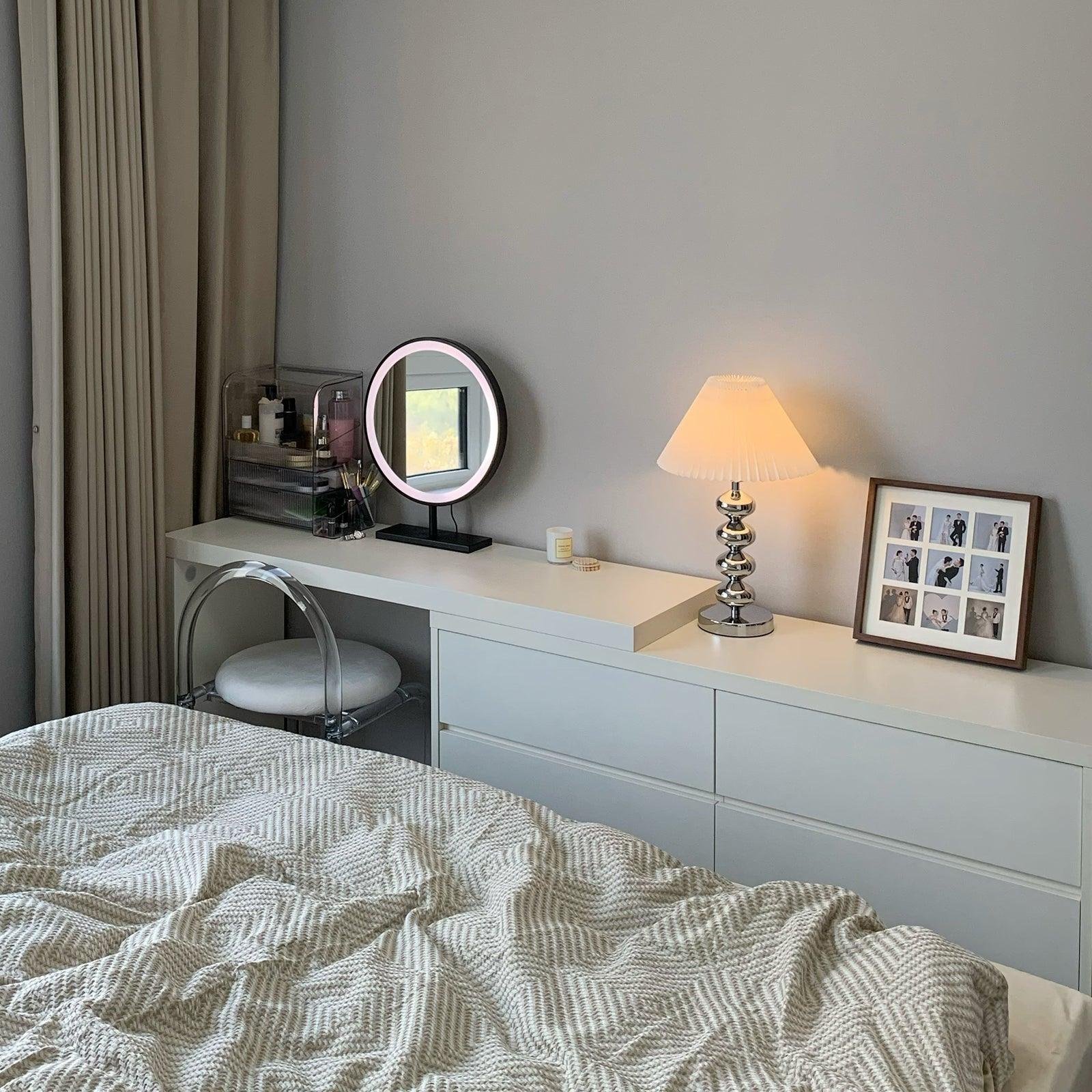 Aleisha Pleated Table Lamp - Modern LED Nightstand Light for Bedroom, Living Room, and Office - Adjustable Brightness & Energy Efficient
