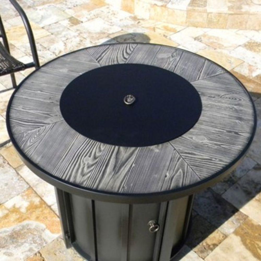 30 Inch Round LP Fire Pit Table with Wood Tile Design - AZ Patio Heaters for Outdoor Gatherings & Backyard Relaxation (AFP FWT)
