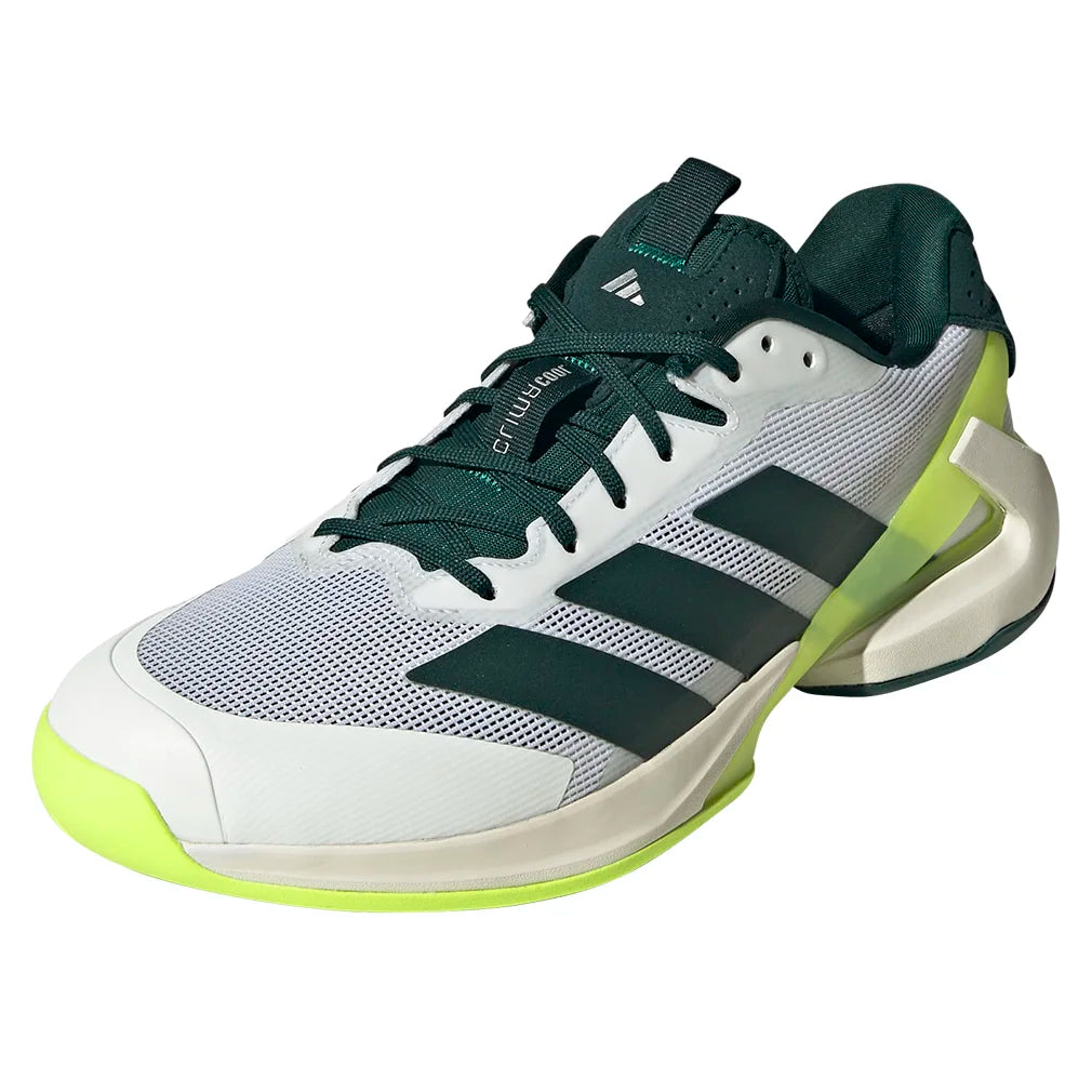 Men's Adizero Ubersonic 5 Clay Tennis Shoes - White & Aurora Ivy | Lightweight Performance Footwear for Clay Courts | Perfect for Competitive Play & Training