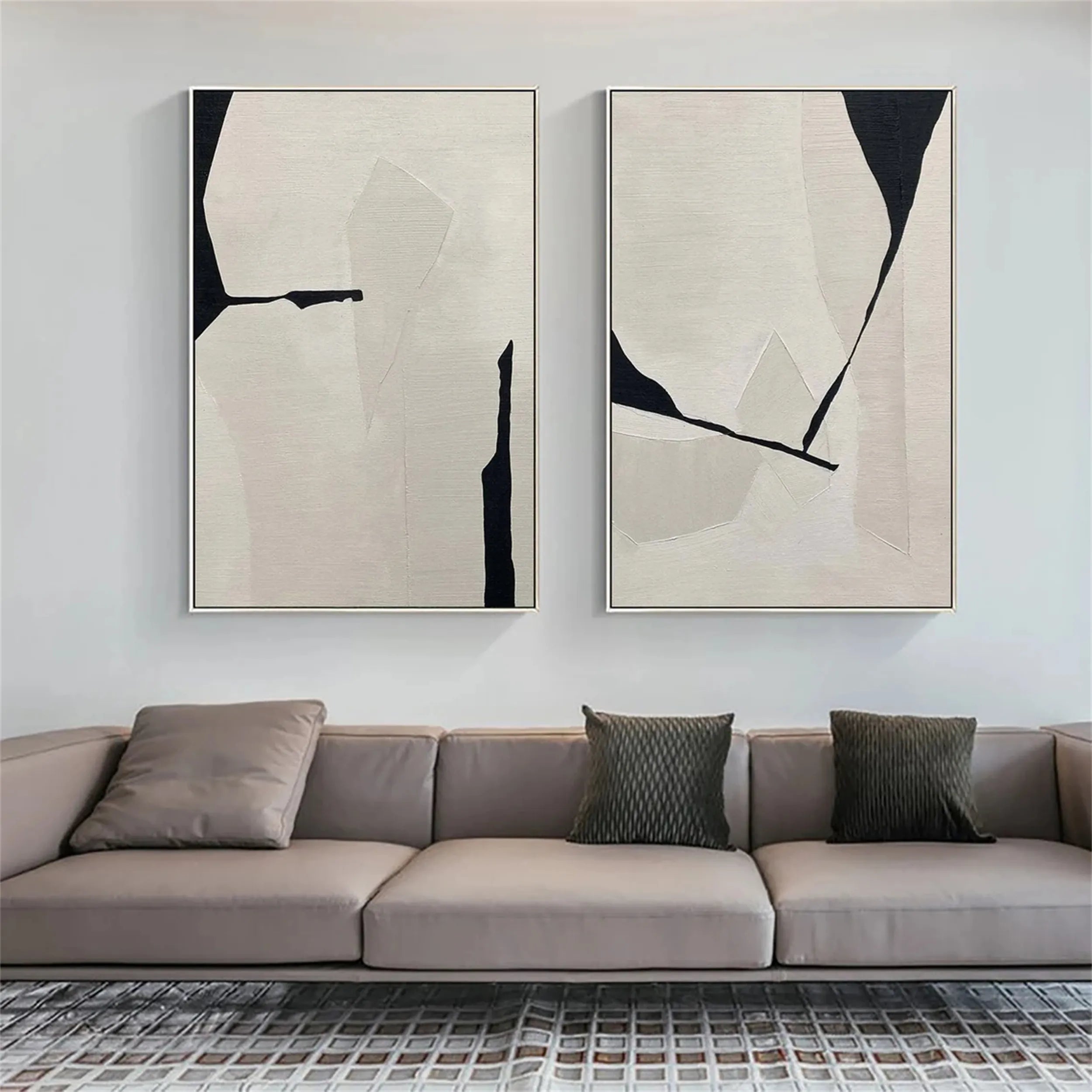 Abstract Tranquility Set of 2 Wall Art Paintings - Modern Minimalist Canvas Prints for Living Room, Bedroom & Office Decor #WS126