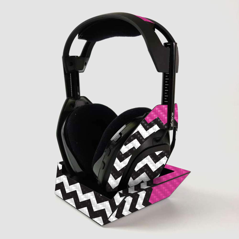 ASTRO Gaming A50 Wireless Headphone & Base Station Skin - Carbon Fiber Protective Cover in Hot Pink Chevron | Durable Textured Finish | Easy to Apply | Made in USA | Perfect for Gaming & Travel Protection