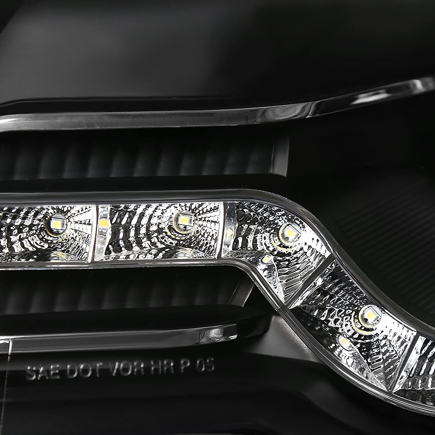 Spec-D Tuning Black Halo Projector Headlights with R8 Style LED Lamps - Compatible with 2006-2010 VW Passat - Left & Right Headlight Assembly - Upgrade for Night Driving & Car Customization