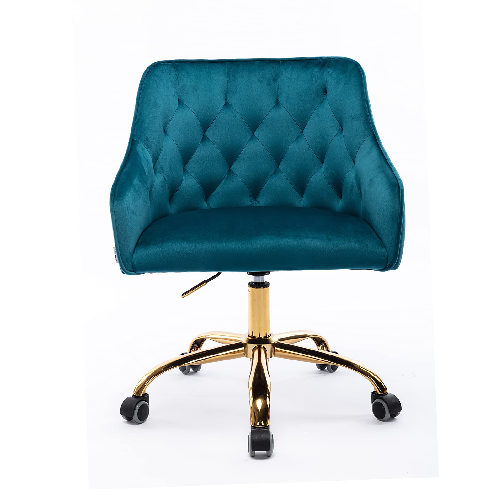 Premium Velvet Home Office Chair - Adjustable Swivel Desk Chair with Lumbar Support, Modern Upholstered Task Chair for Work, Study, Makeup Vanity - Perfect for Home Office, Bedroom & Living Room (Teal)