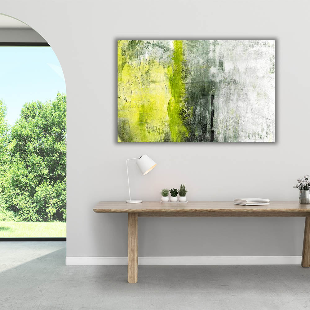 Pistachio Green Abstract Wall Art - Modern Home Decor for Living Room, Bedroom & Office - Unique Handmade Canvas Painting for Stylish Interior Design