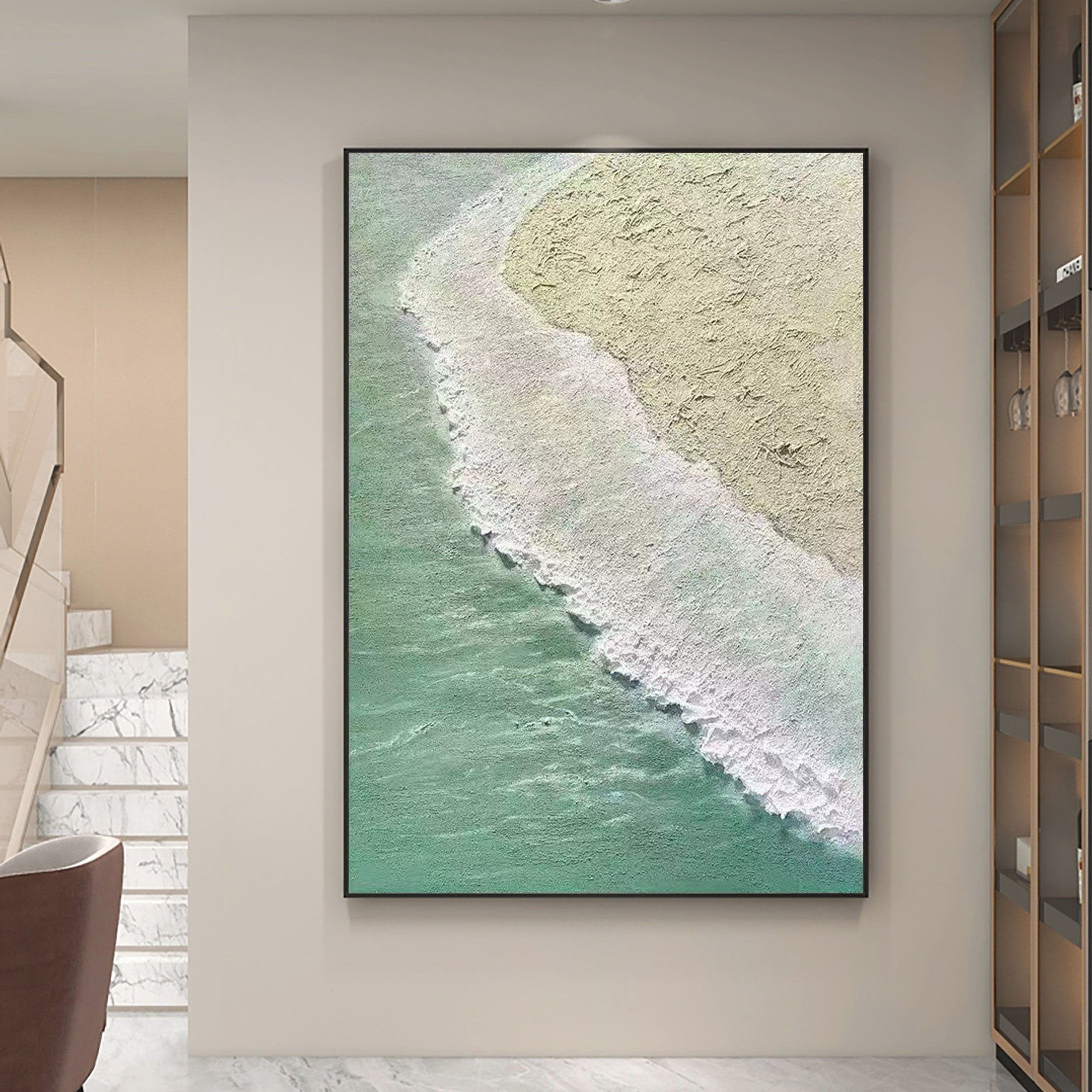 Ocean and Sky Painting #OS 037 - Handmade Canvas Wall Art for Home & Office Decor - Perfect for Living Room, Bedroom, or Office Wall Decor