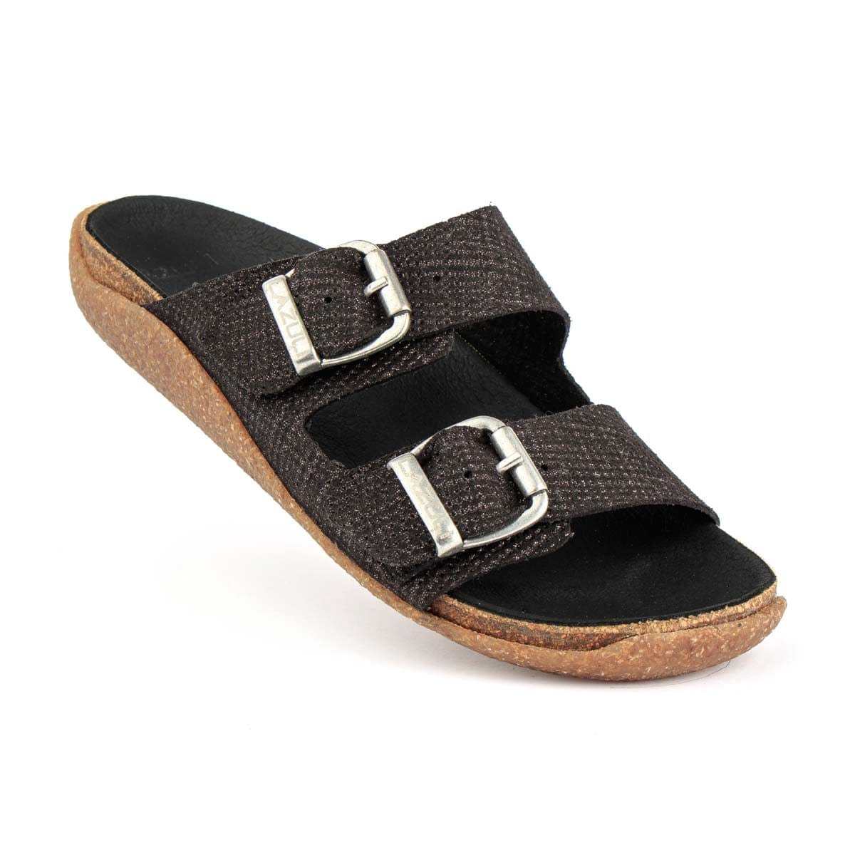Vegan Cork & Corn Sandals with Comfortable Footbed - Black | Eco-Friendly Summer Shoes for Beach, Travel & Casual Wear